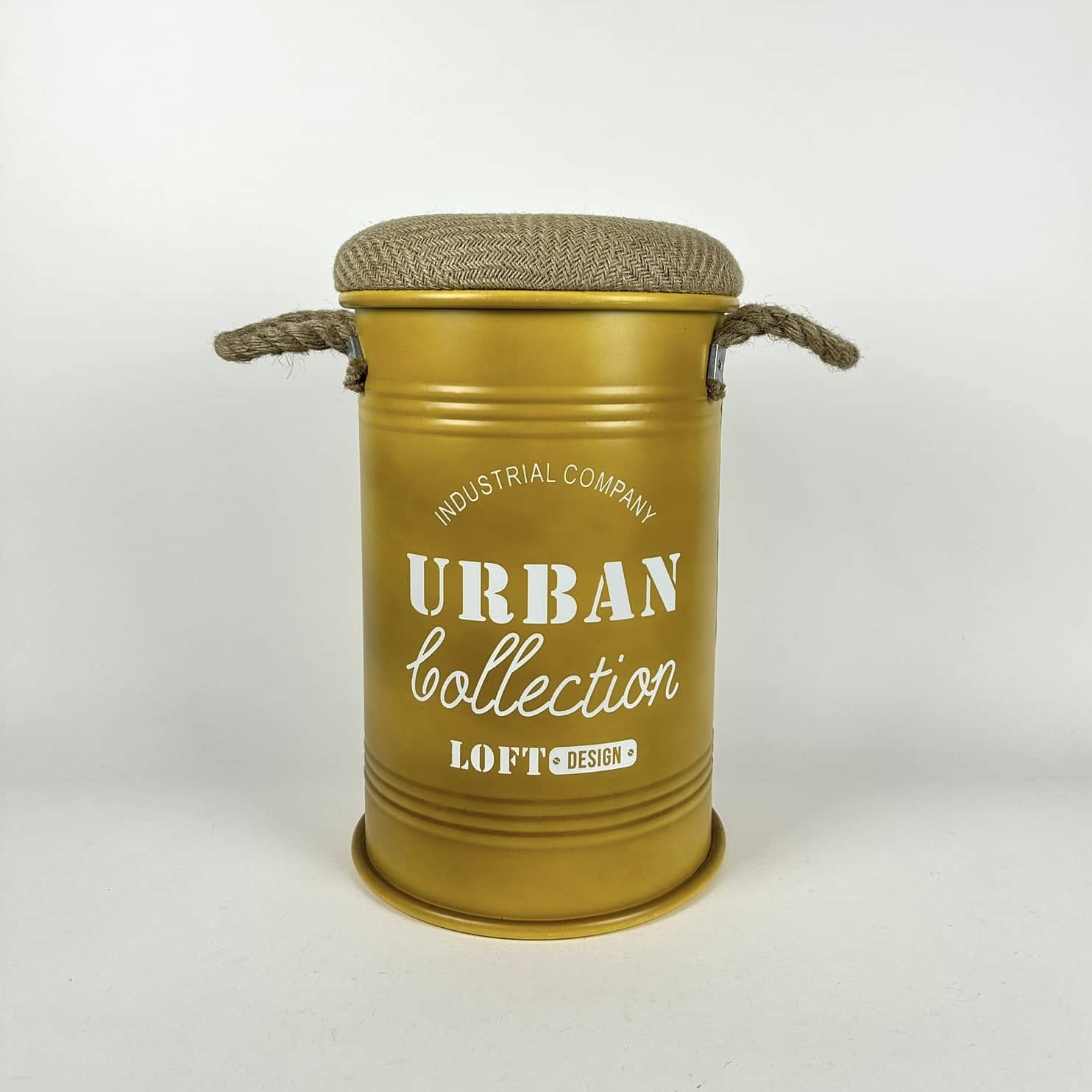 Пуф-бочка жовтий з ємністю для зберігання метал/текстиль CH-179