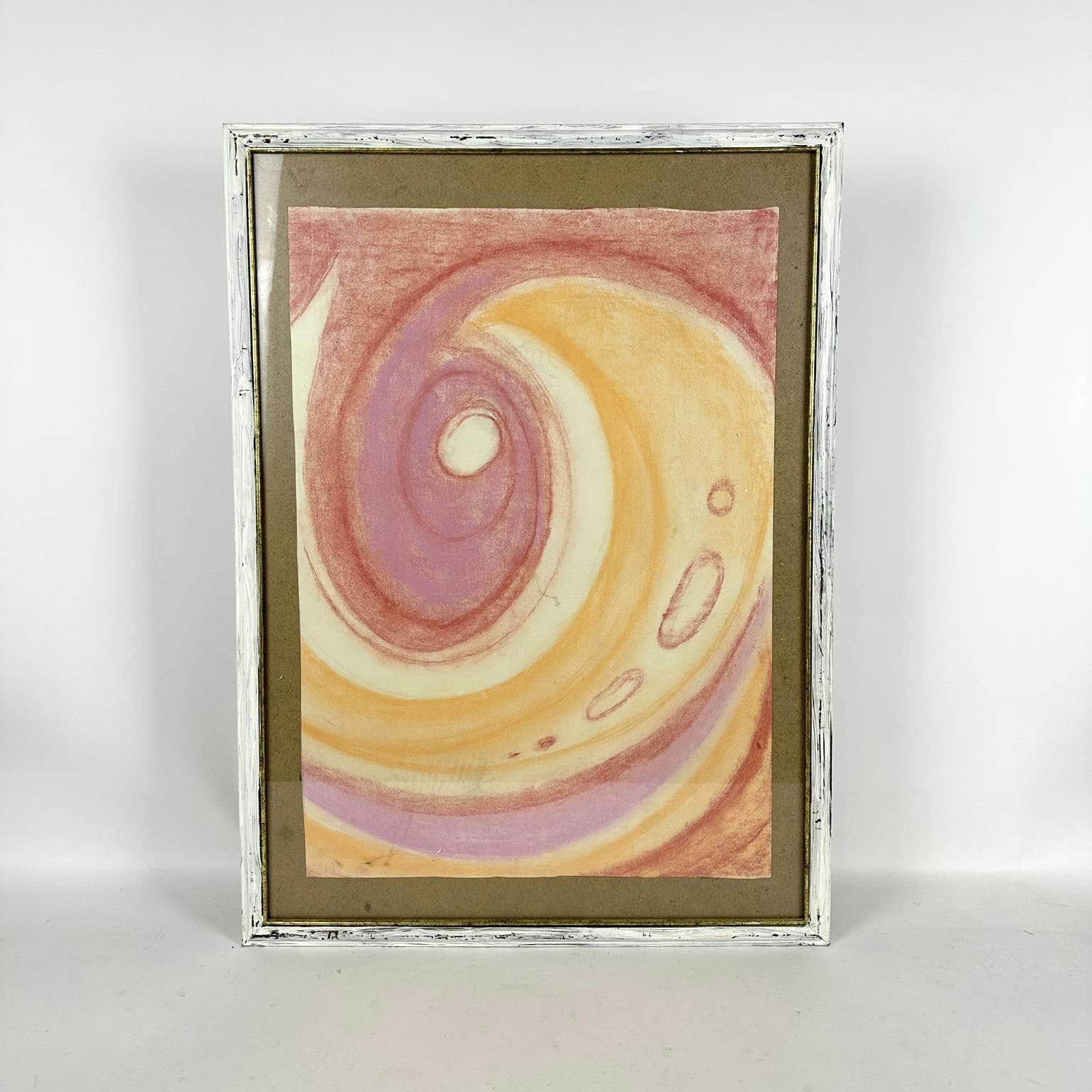 Графіка абстрактна жовто-рожева 1 в рамці AR-1187