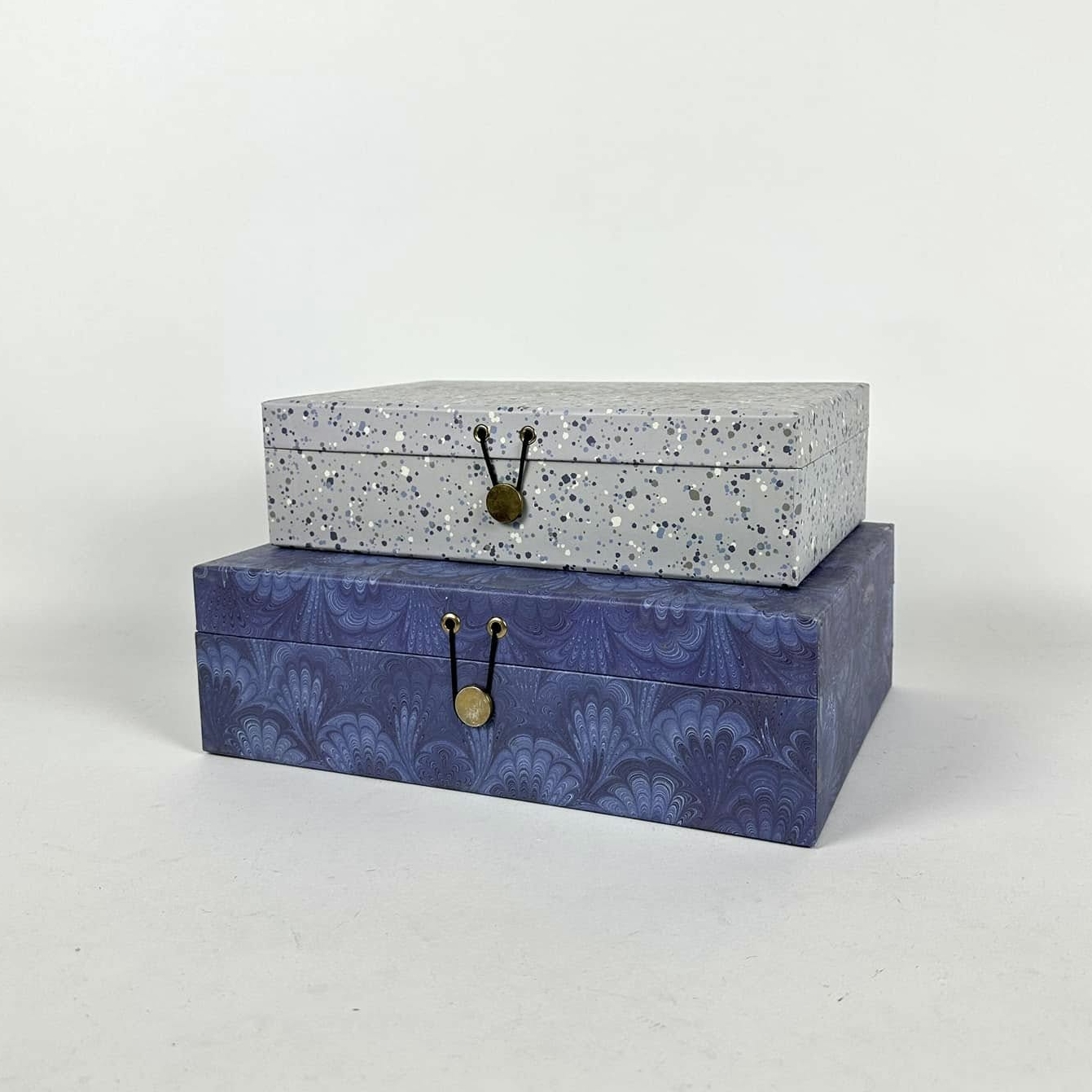 Коробка-шкатулка для дрібничок сіра/синя візерунки BX-154