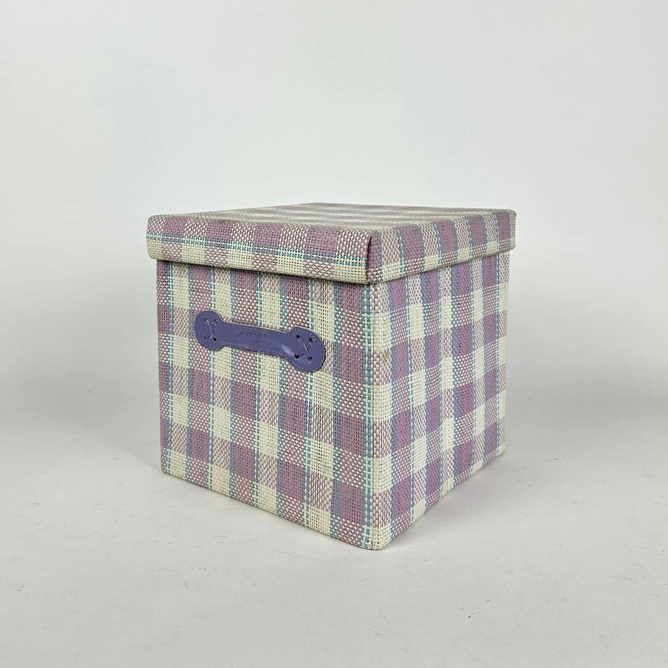 Кробка з кришкю для дрібничок картата текстиль BX-155