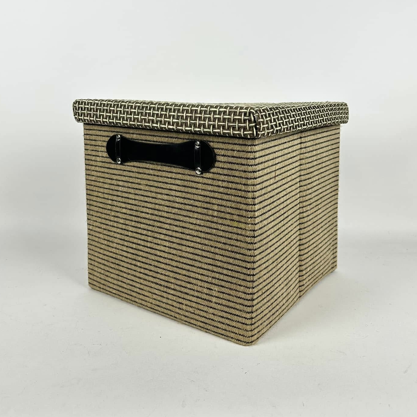 Коробка-кошик з кришкою коричневий текстиль BX-157