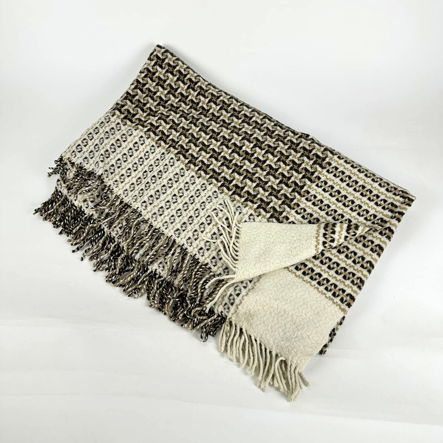 Плед беж/коричневий дрібний візерунок WR-232