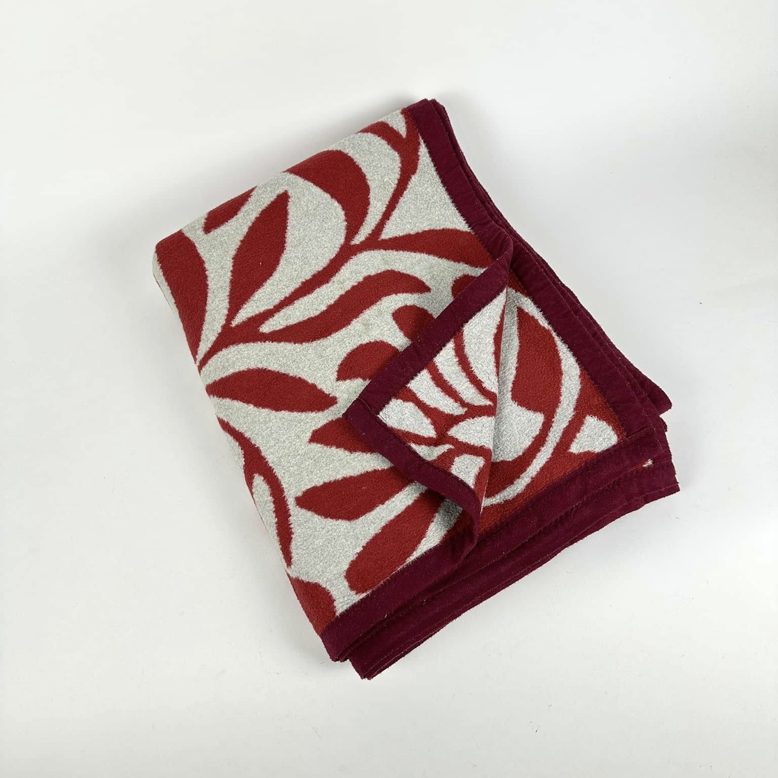 Плед коротковорсовий беж/бордо візерунки WR-234