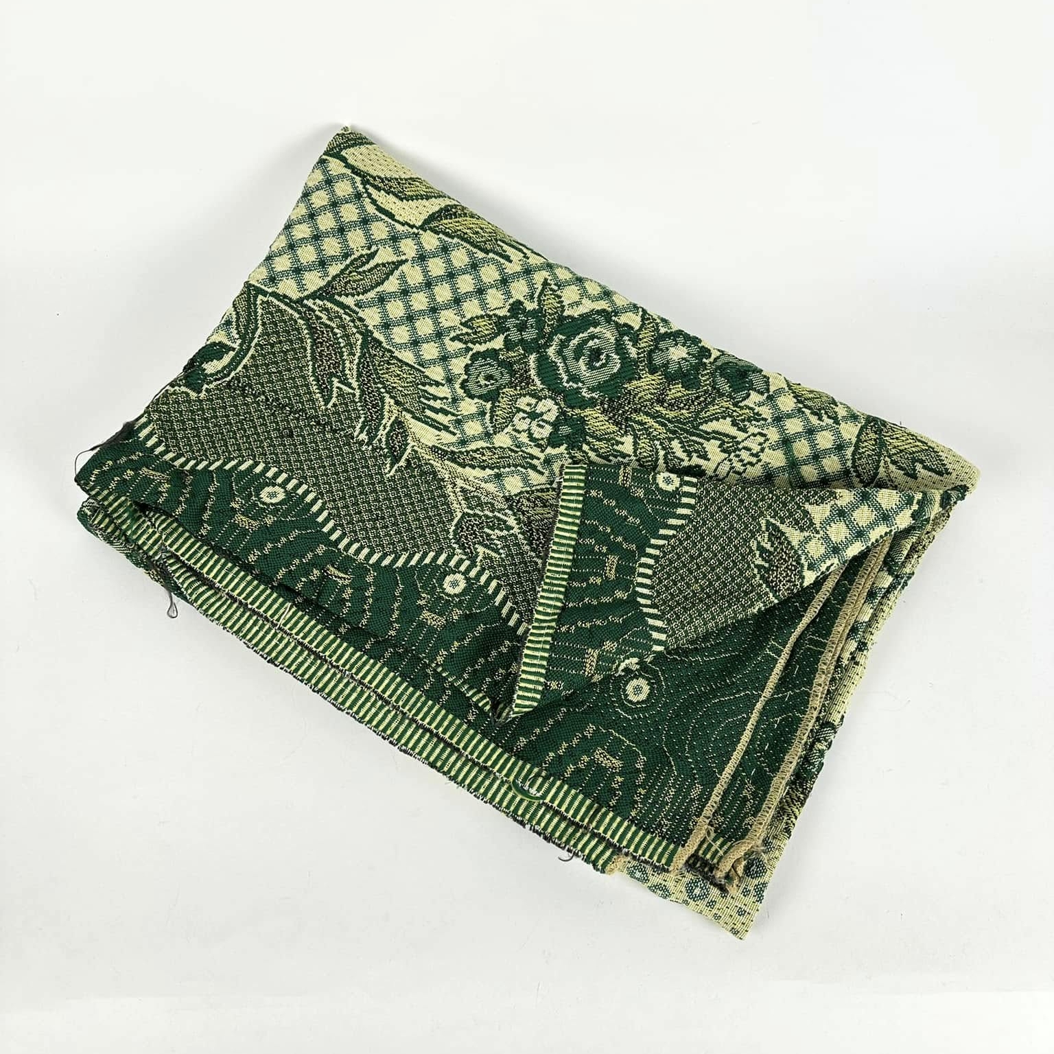 Покривало жакард вінтаж Квіти зелений/жовтий WR-237