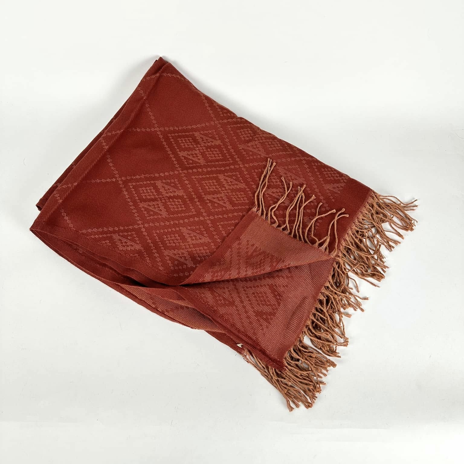 Плед бордо/теракота орнамент WR-239