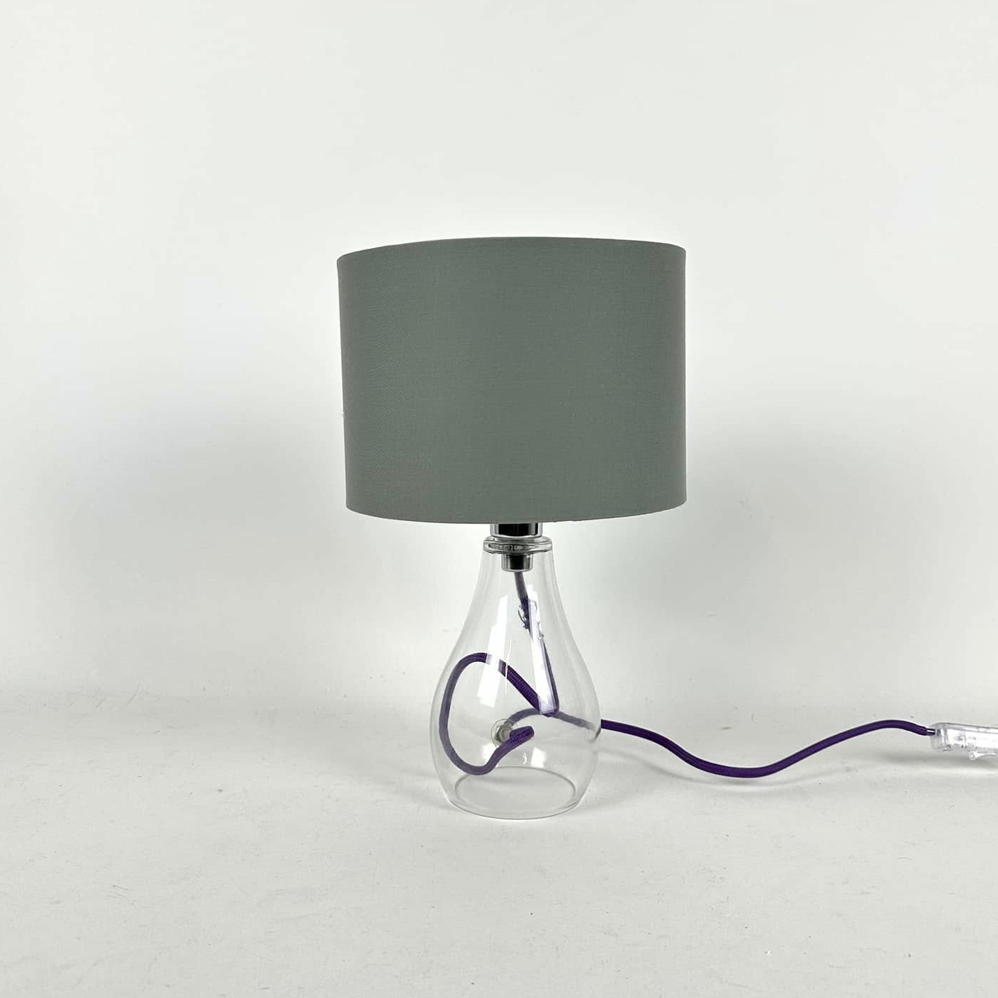 Лампа настільна скляна база сірий абажур LT-312