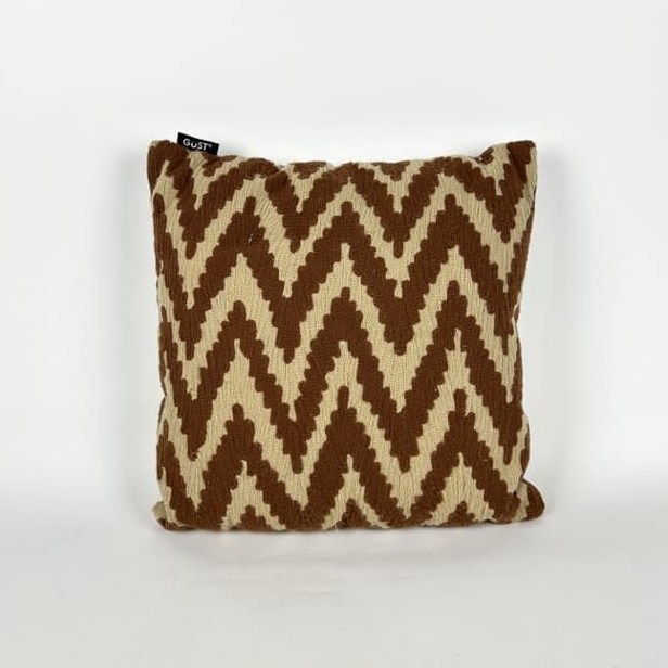 Подушка декоративна фактурна беж/коричневий зігзаг PW-447