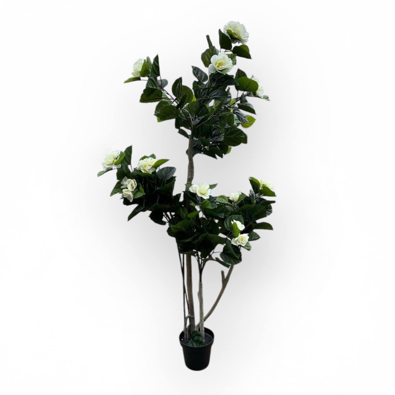 Гібіскус білий штучний 175 в чорному кашпо FW-272