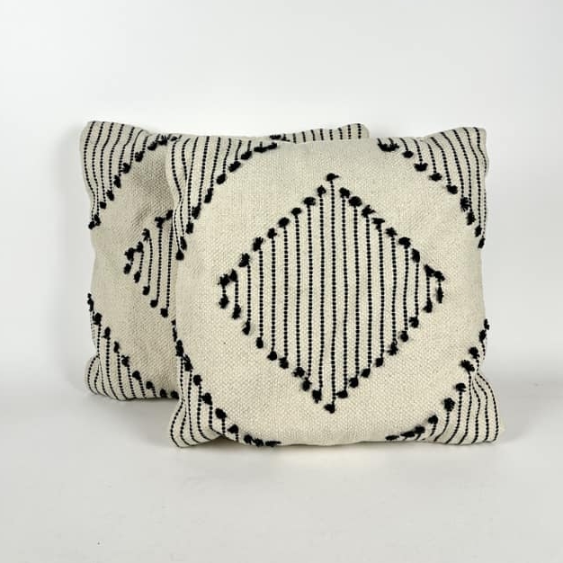 Подушка декоративна ткана Ромби беж/чорний PW-459