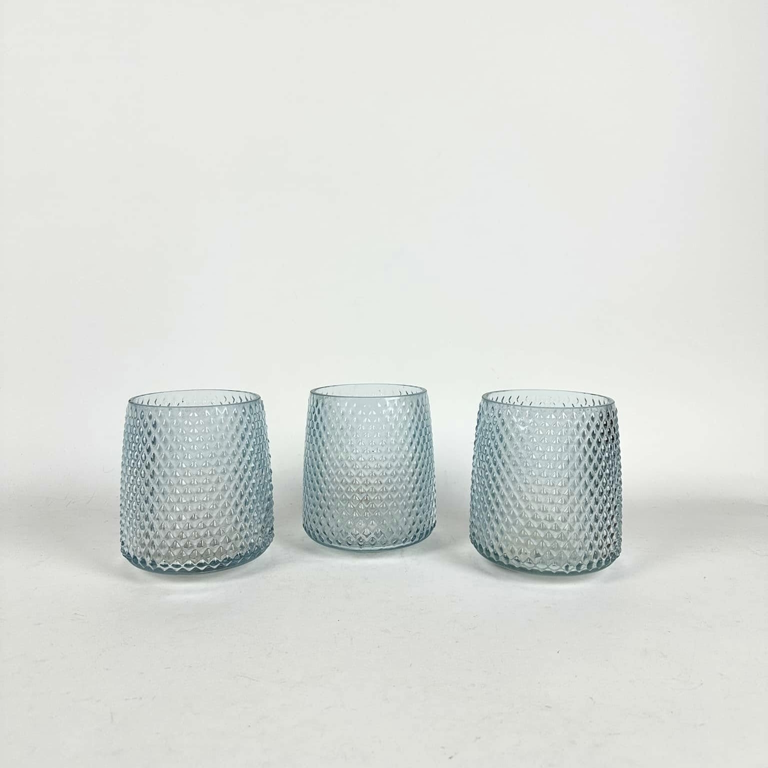 Ліхтар-підсвічник / ваза блакитне рельєфне скло CL-099