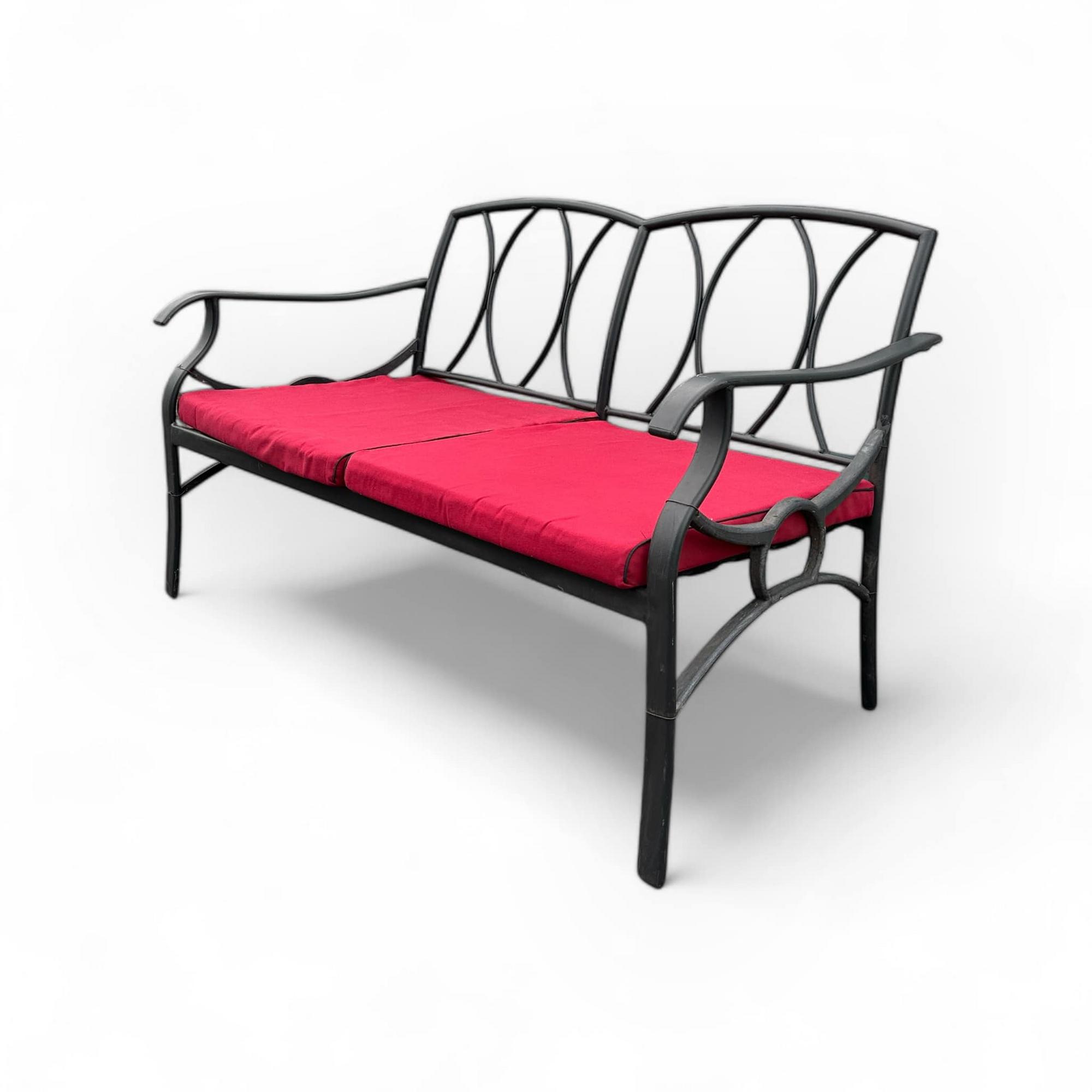 Лавка-диванчик 2-місна садова чорна метал/текстильGF-038