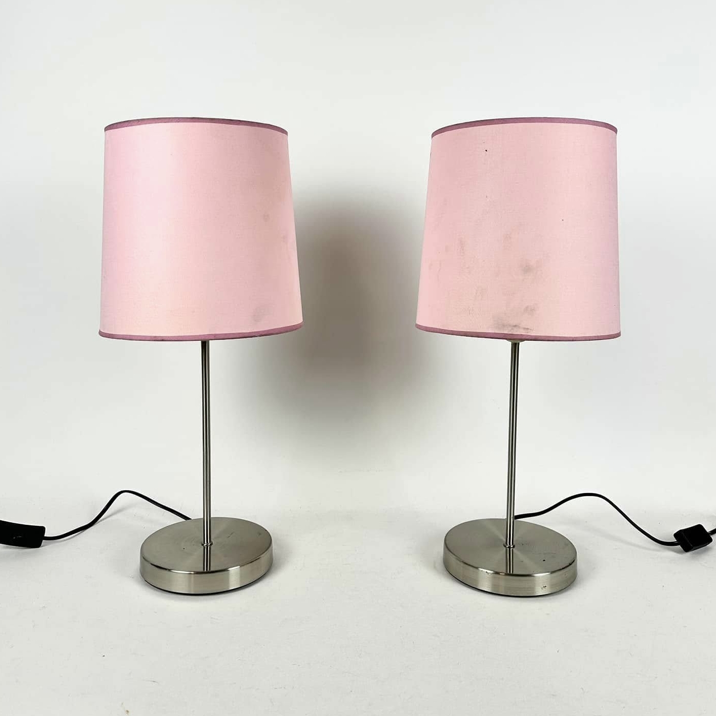 Лампа настільна база хром абажур рожевий циліндр LT-336