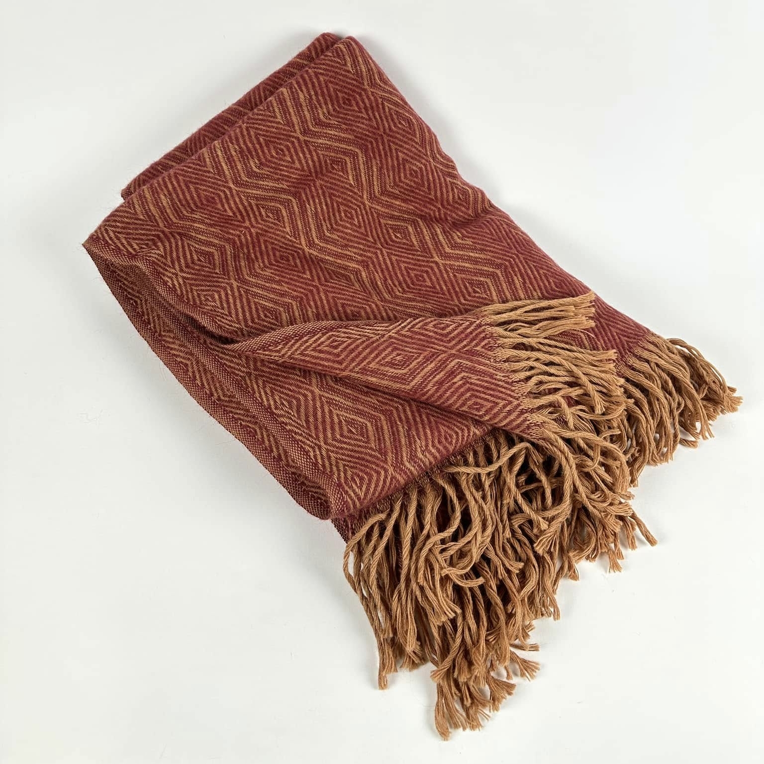 Плед жакард ромби теракота/бордо WR-245