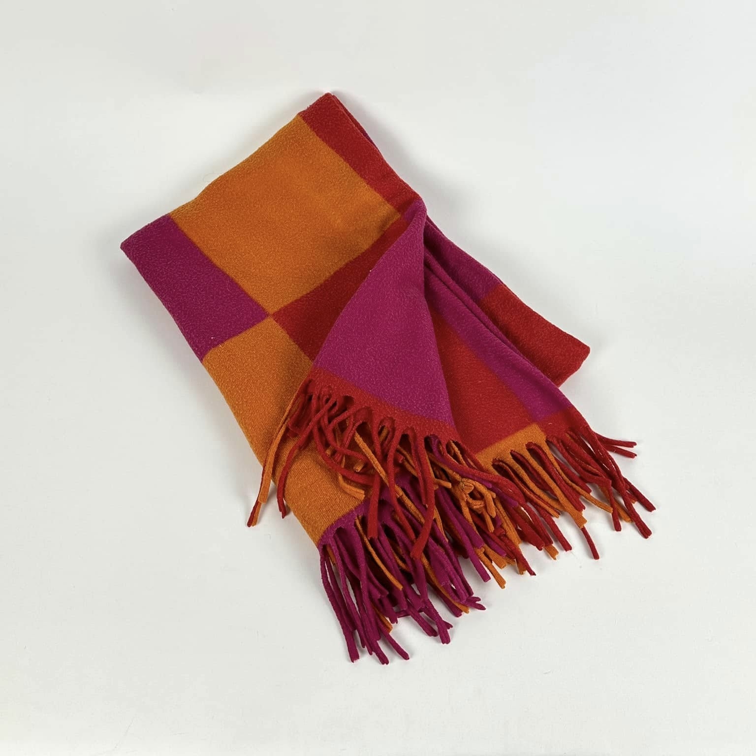 Плед квадрати оранж/маджента фліс WR-246