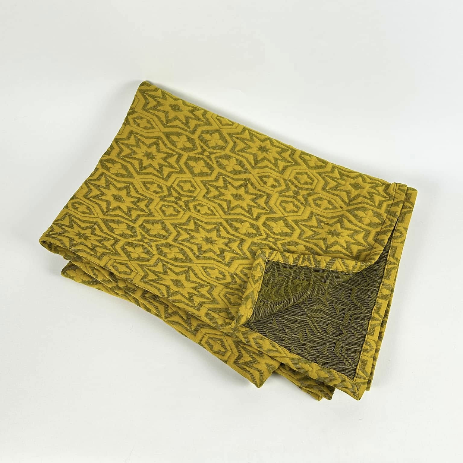 Покривало жакард зірки-геометрія гірчичний WR-247