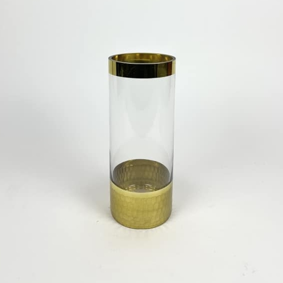 Ваза циліндр з золотим декором прозоре скло VA-532