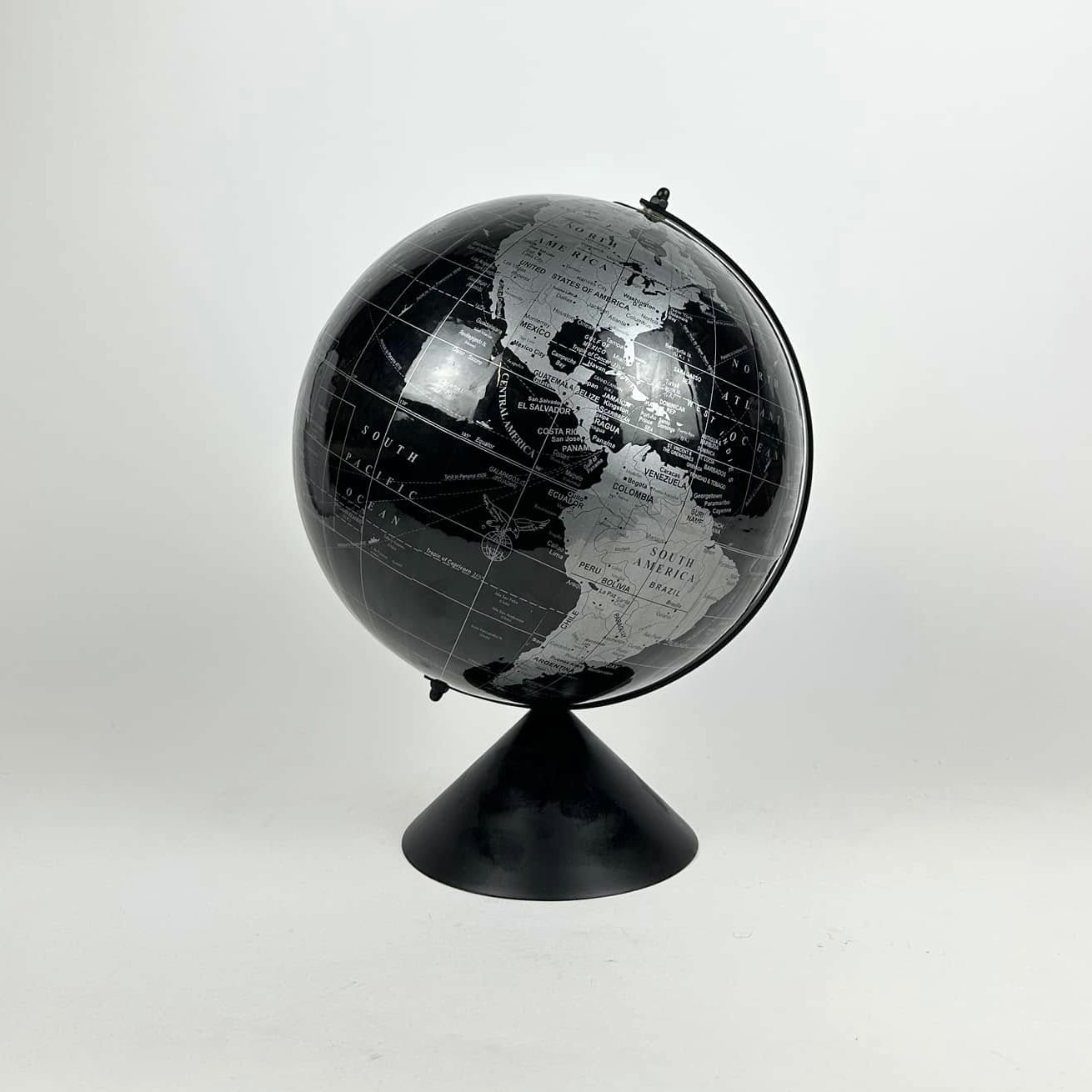 Глобус чорний/срібло метал GL-047