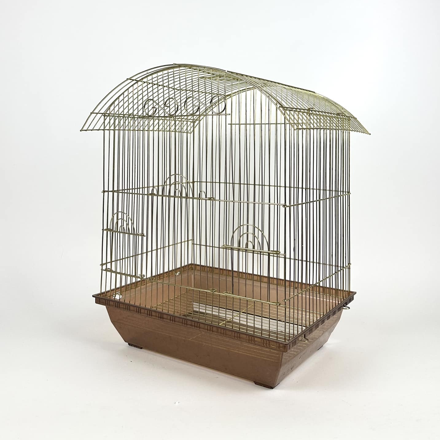 Клітка для птахів арочна коричневий/золото