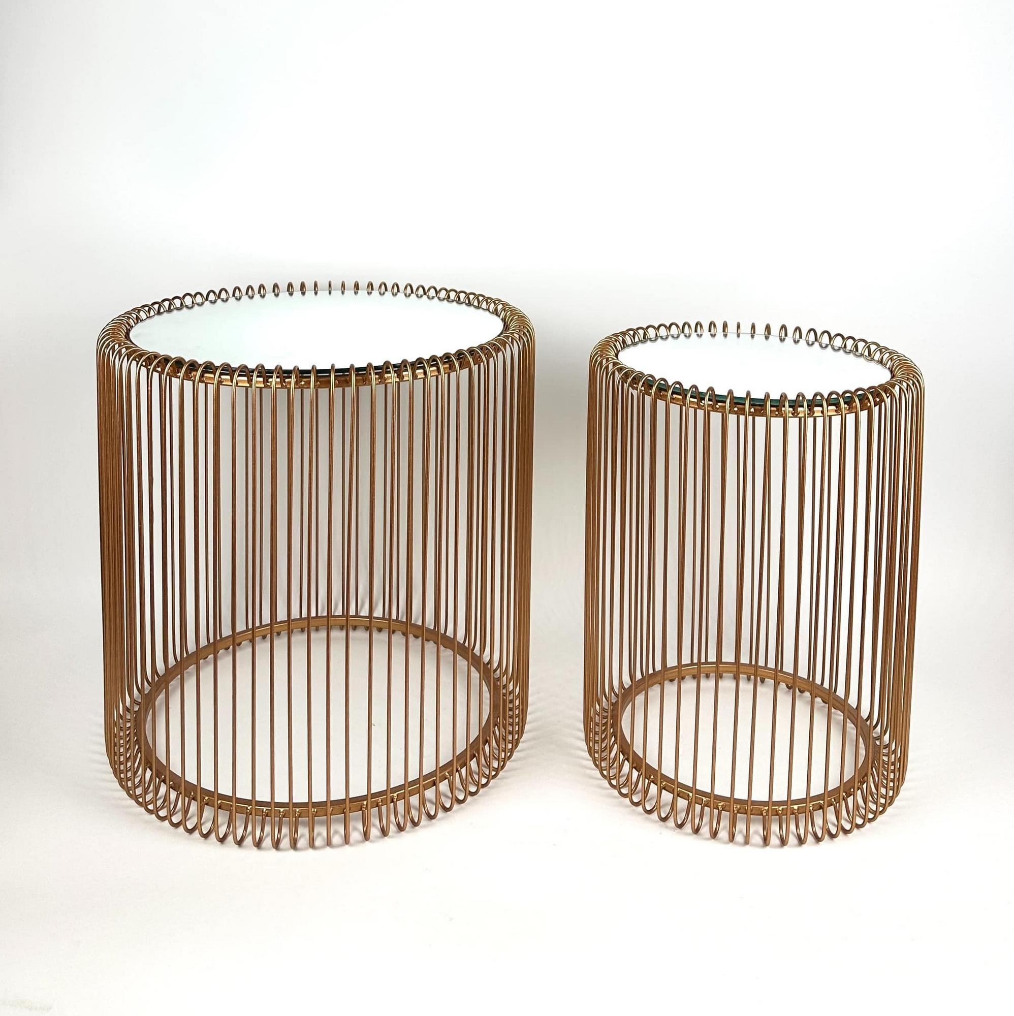 Столик кавовий круглий метал/дзеркало мідь TB-872