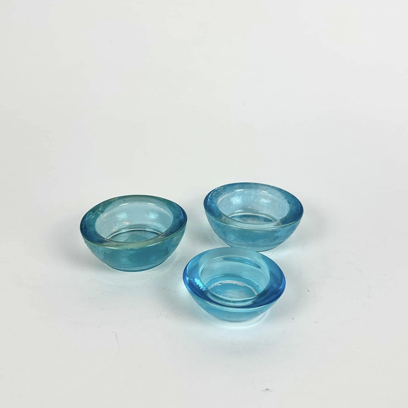 Підсвічник для чайної свічки блакитний скло CS-062