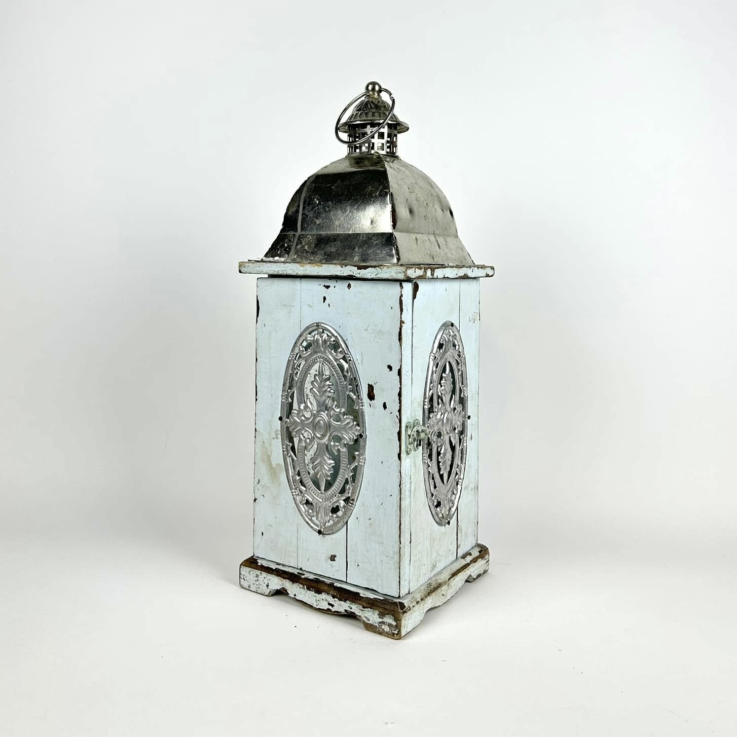 Ліхтар садовий старий блакитний дерево/метал CL-100