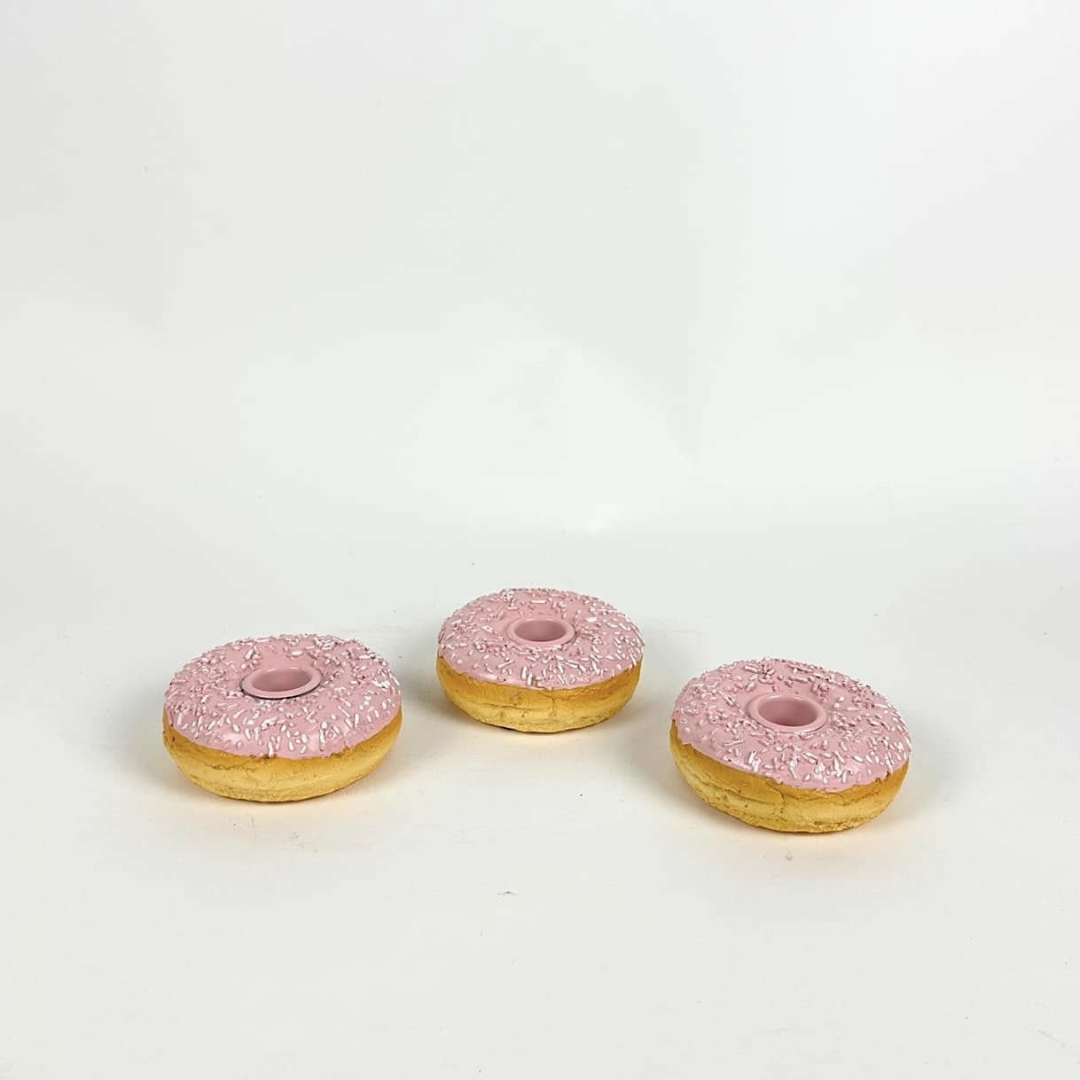 Свічник на 1 свічку Пончик з рожевий полістоун CA-205