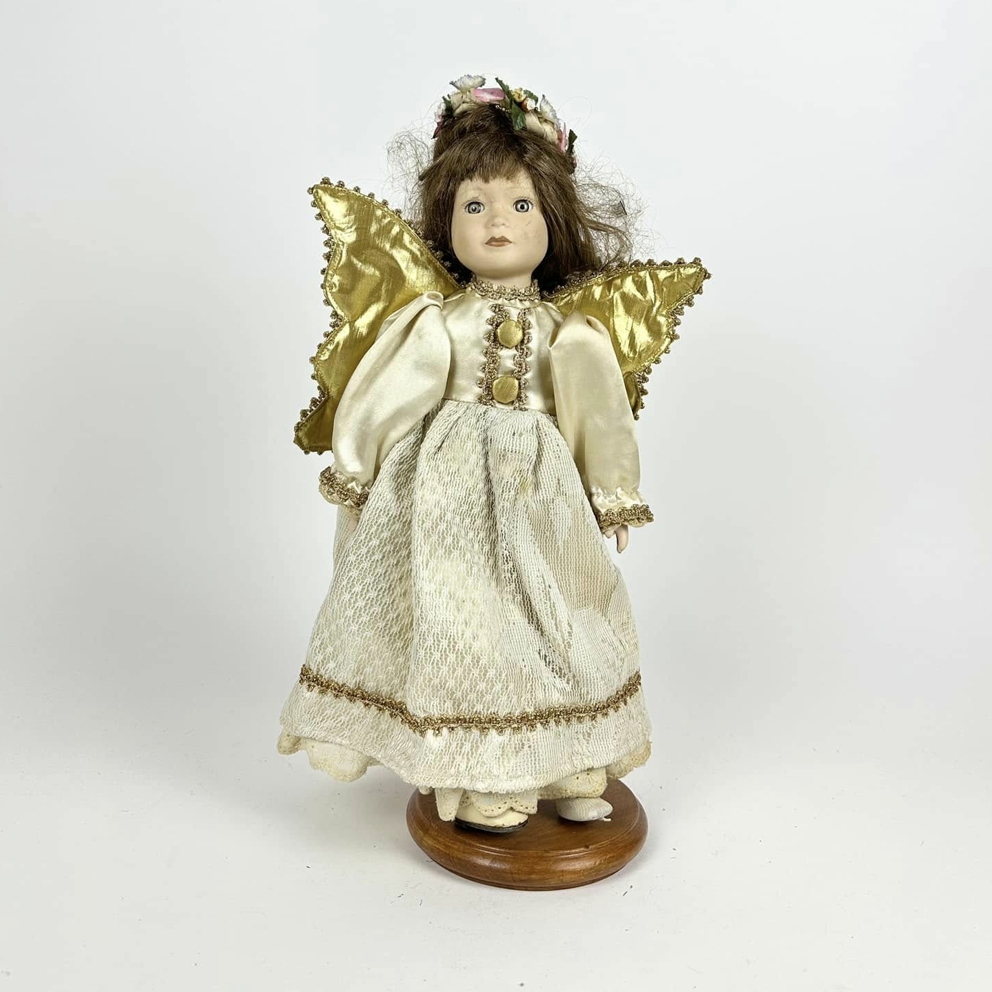 Лялька Дівчинка в бежевій сукні порцеляна/текстиль вінтаж  24
