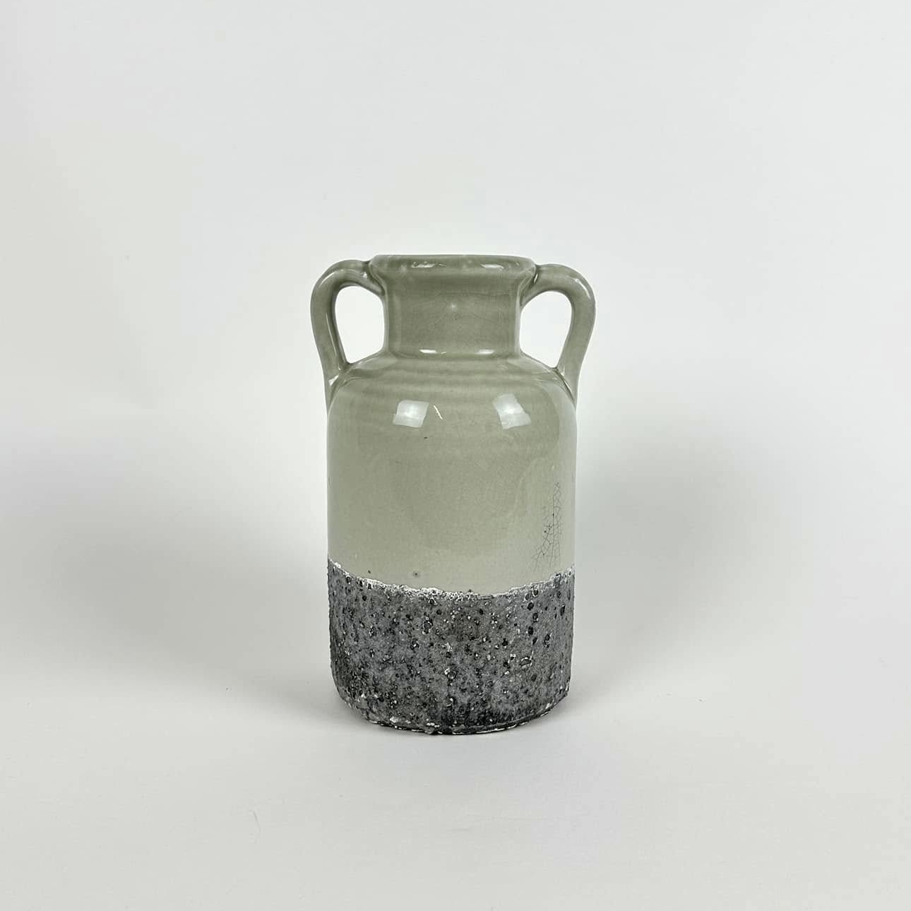 Ваза з 2 ручками сіра полива кераміка VA-582