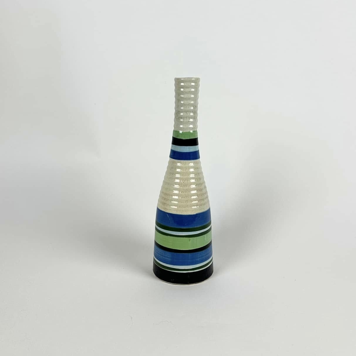 Ваза зі смугами біло-синьо-зелена кераміка VA-584