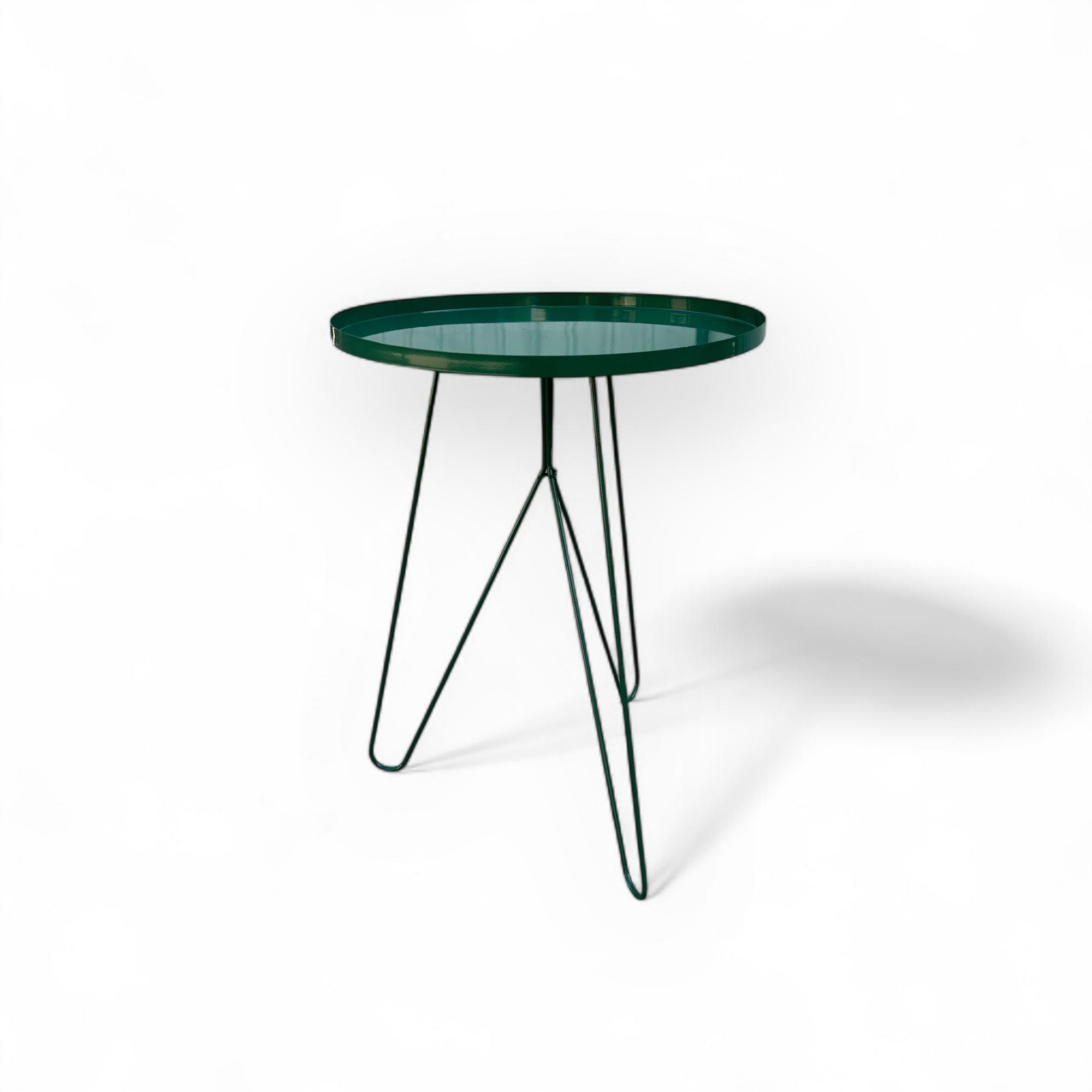 Кавовий столик круглий смарагд глянець метал TB-340