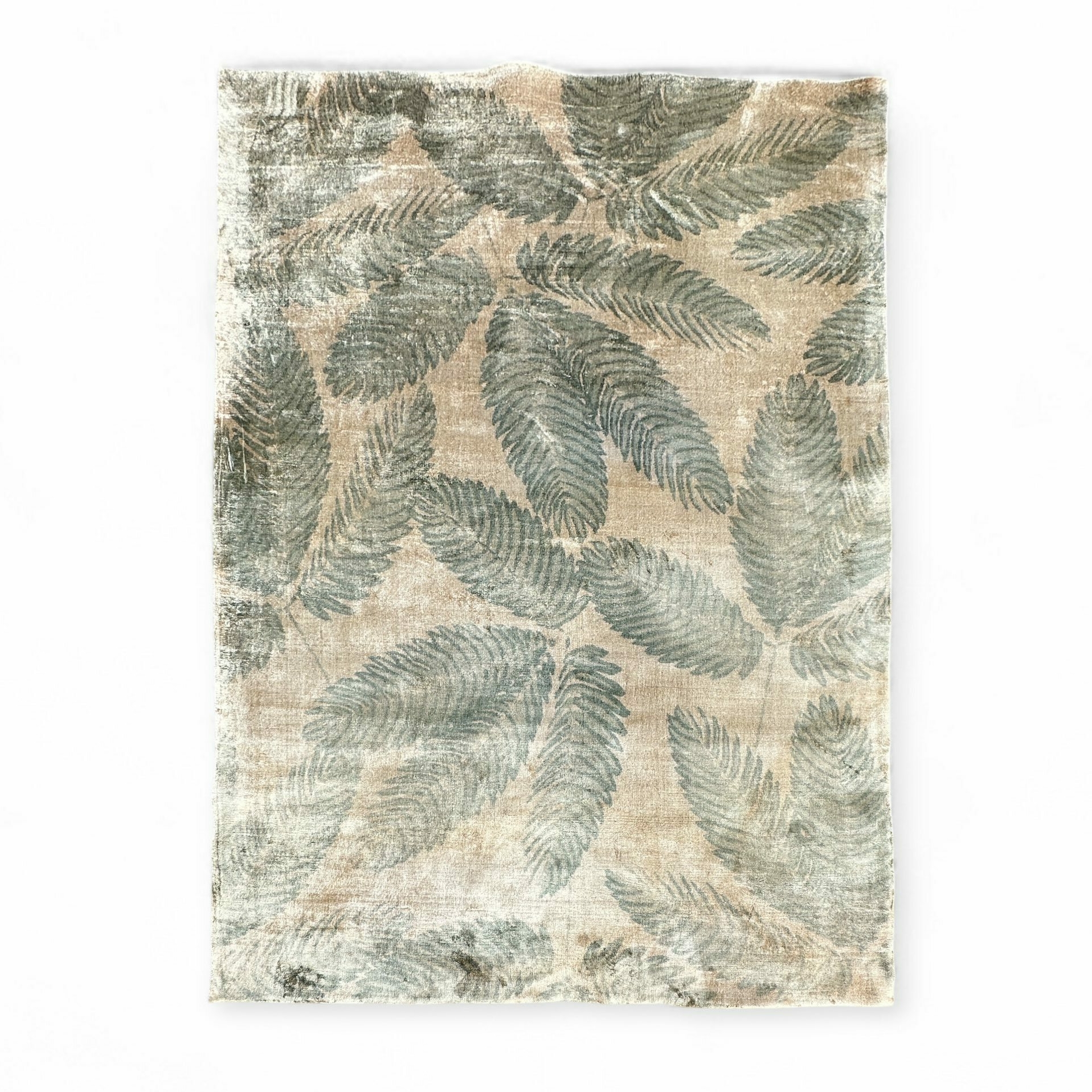 Килим (1,6 м х 2,4 м) короткий ворс тропічний принт/беж CT-126