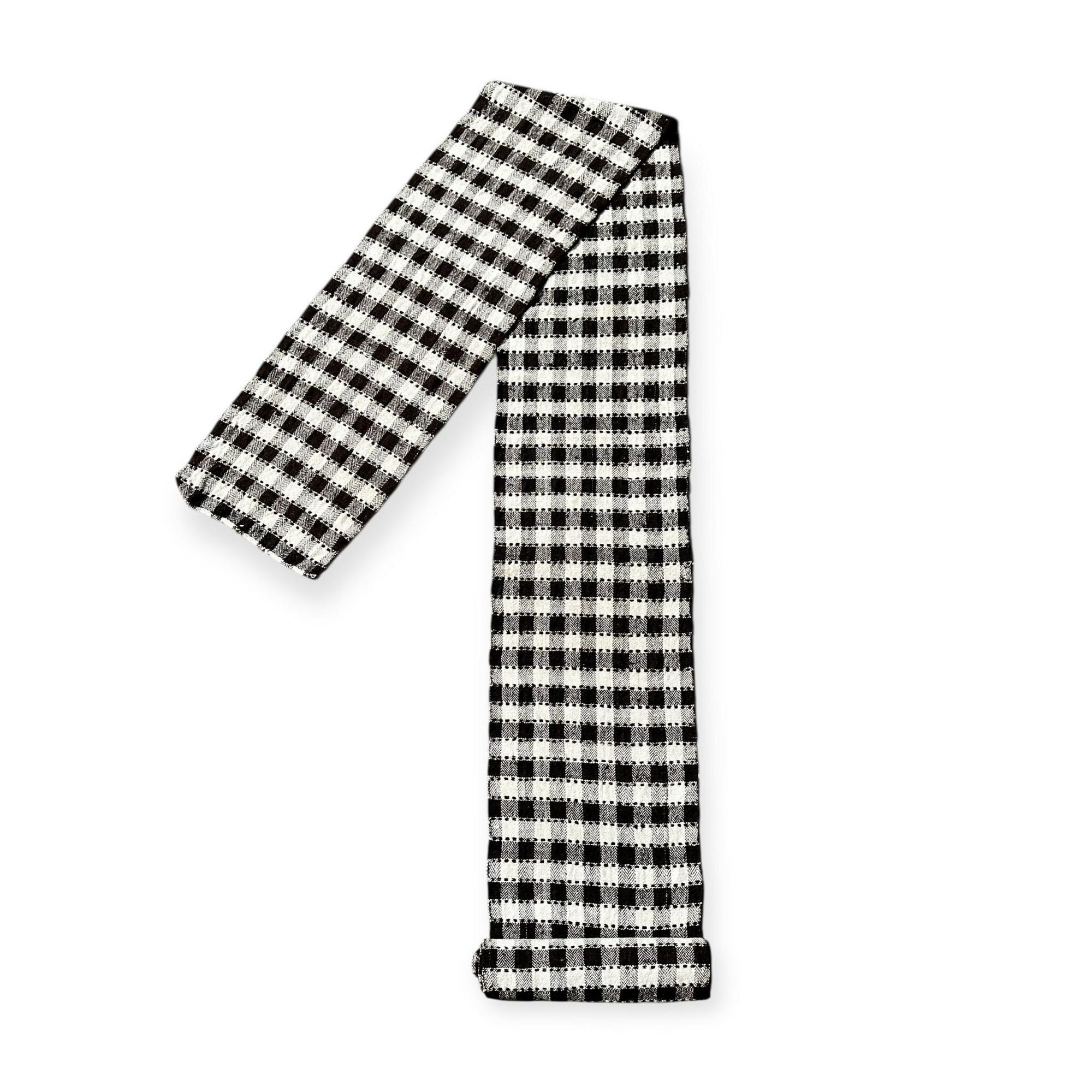 Доріжка (6,60 м х 0,55 м) ткана картата біло-коричнева конопляна вінтаж CT-254