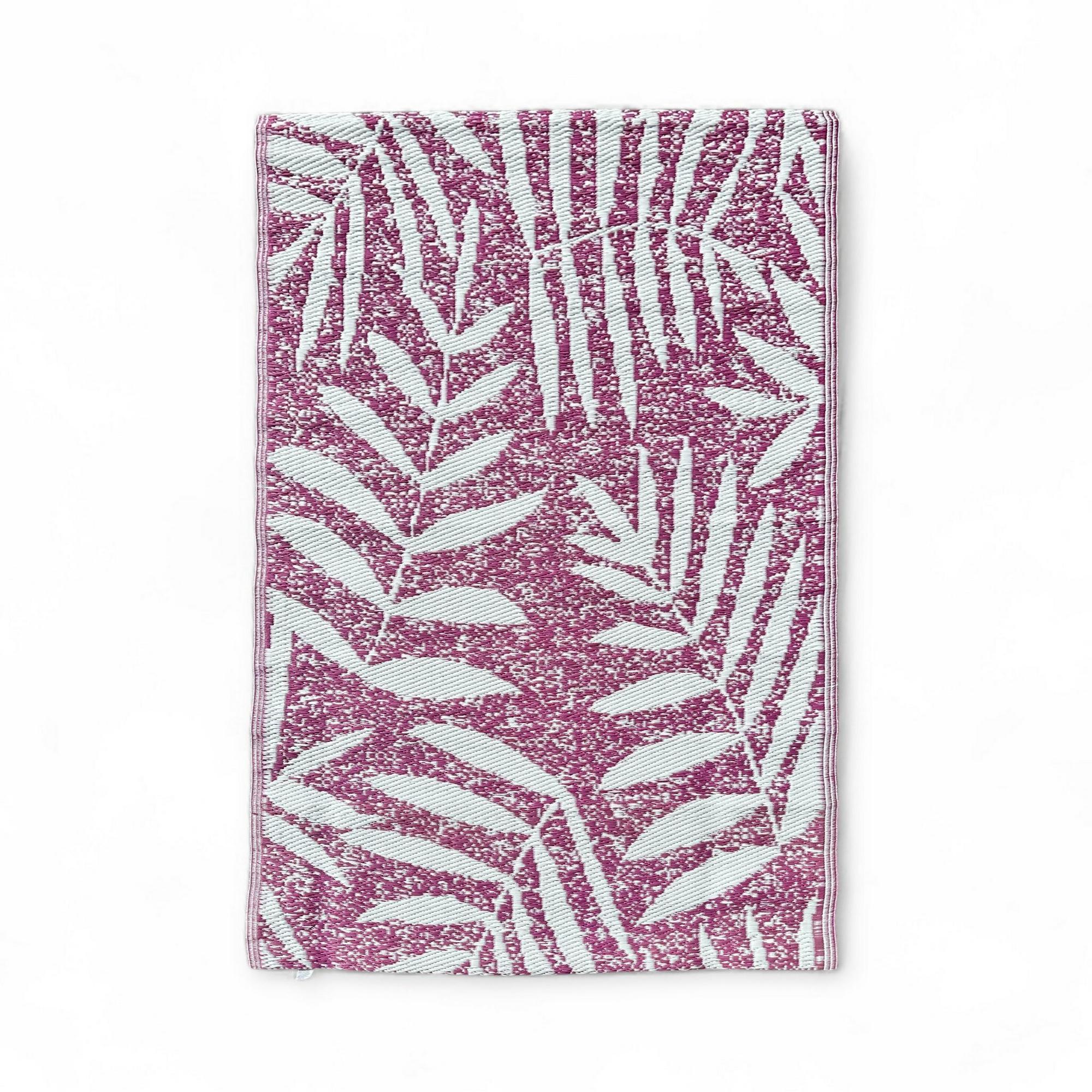 Килим (0,9 м х 1,5 м) вуличний полімерний рожевий/білий з тропічним візерунком CT-255