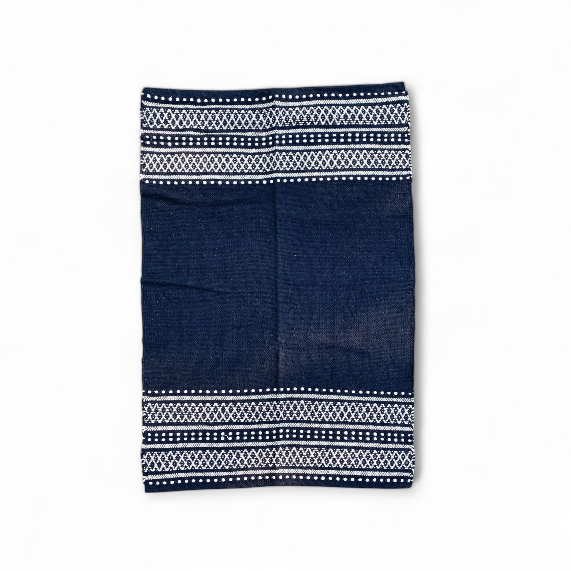 Килимок тканий чорно-білий орнаментальні смуги бавовна CT-173