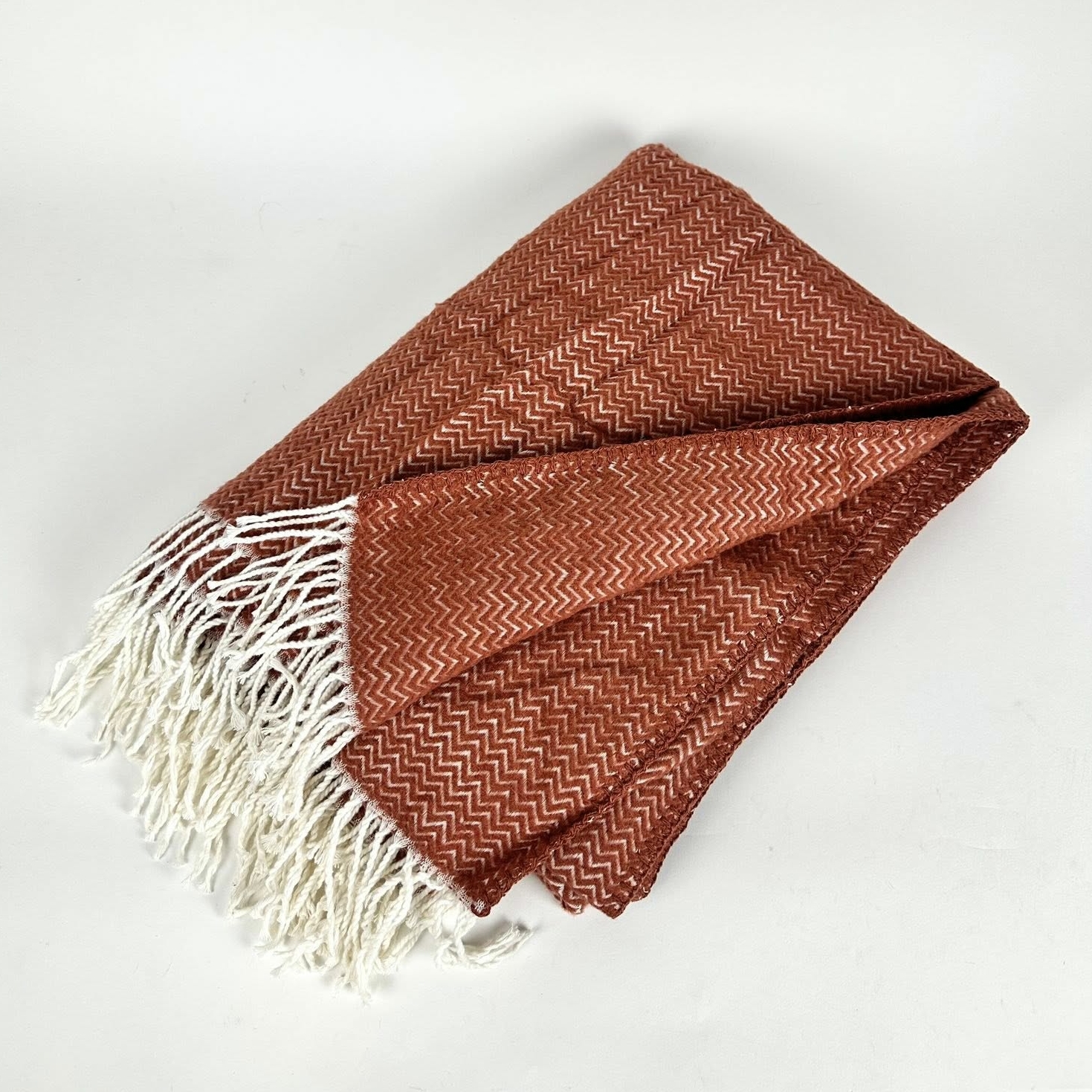 Плед теракотово-білий зигзаг WR-249