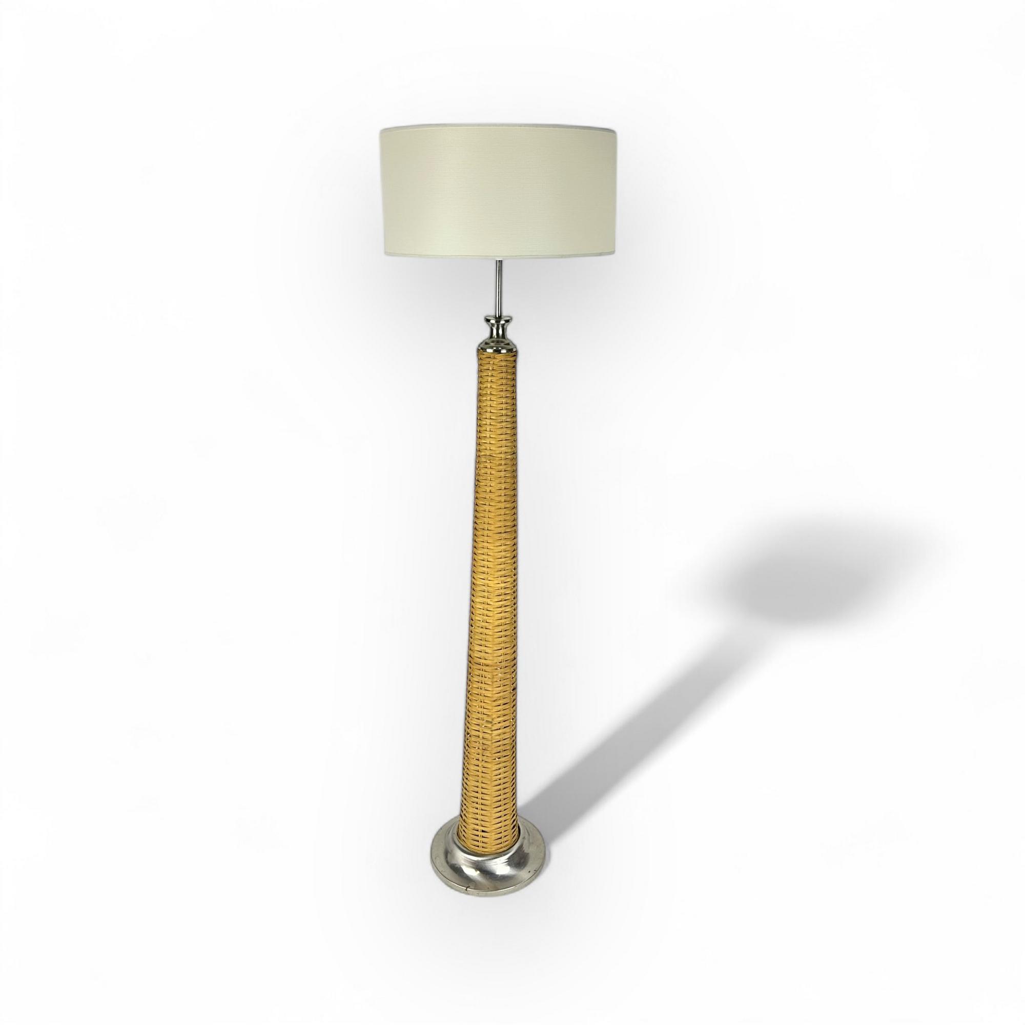 Торшер база метал/ротанг абажур циліндр ваніль LF-116
