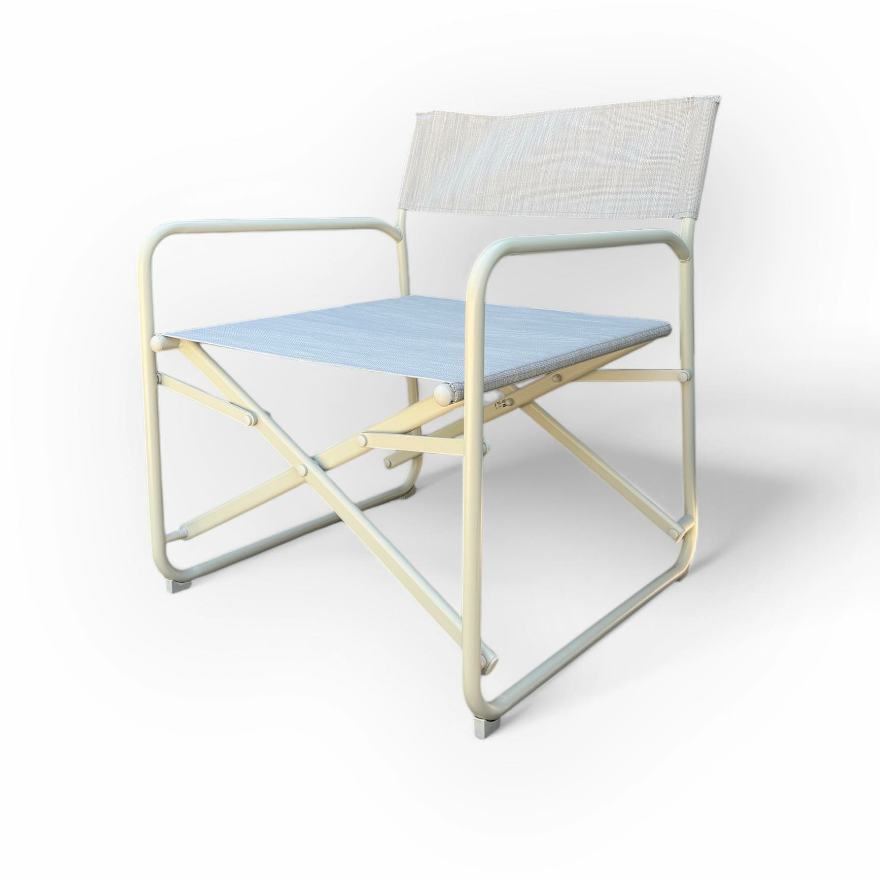 Крісло розкладне вуличне біло-бежеве метал/текстиль CH-185