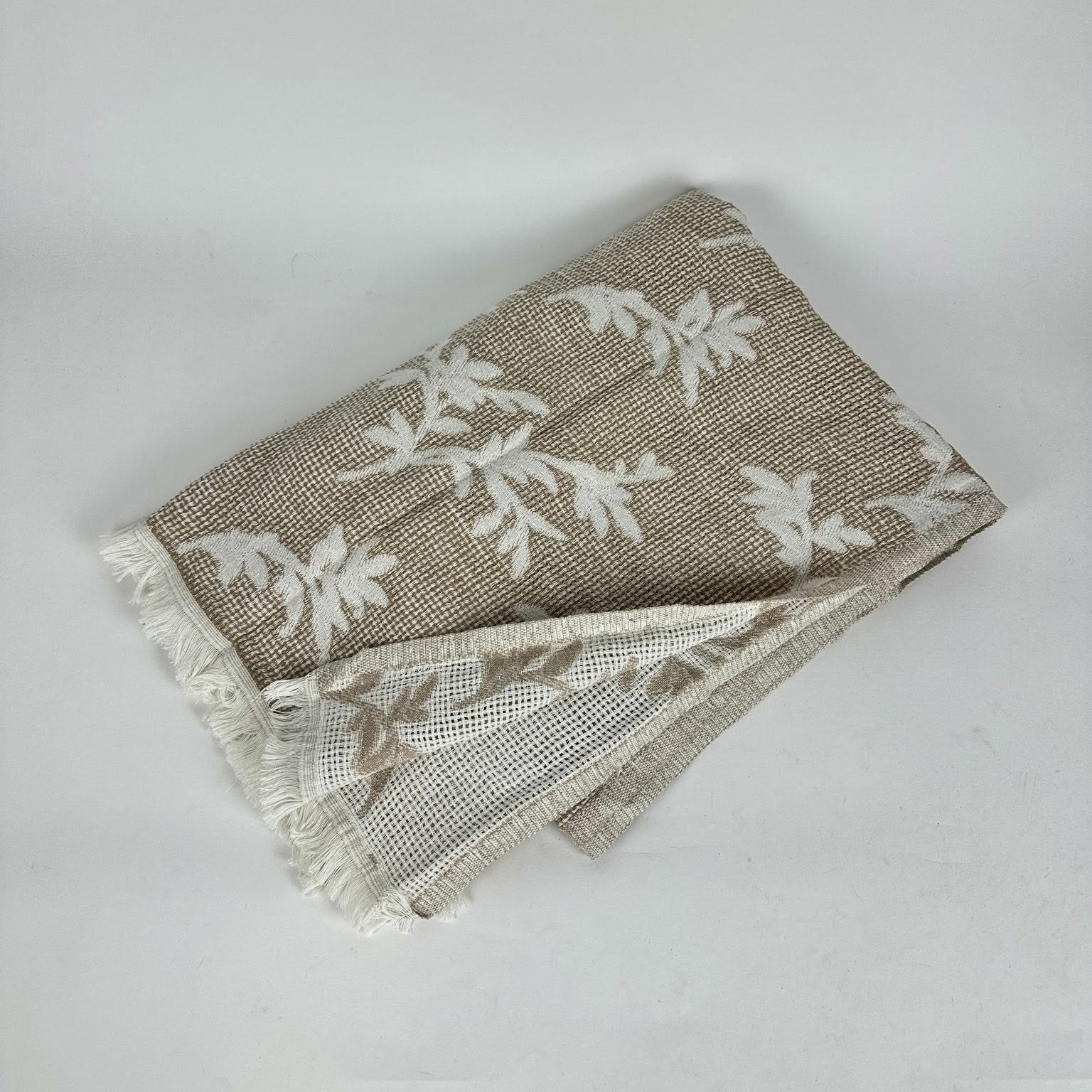 Плед жакард Гілки бежево-білий WR-251