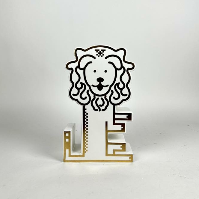 Ваза Лев біла кераміка VA-602