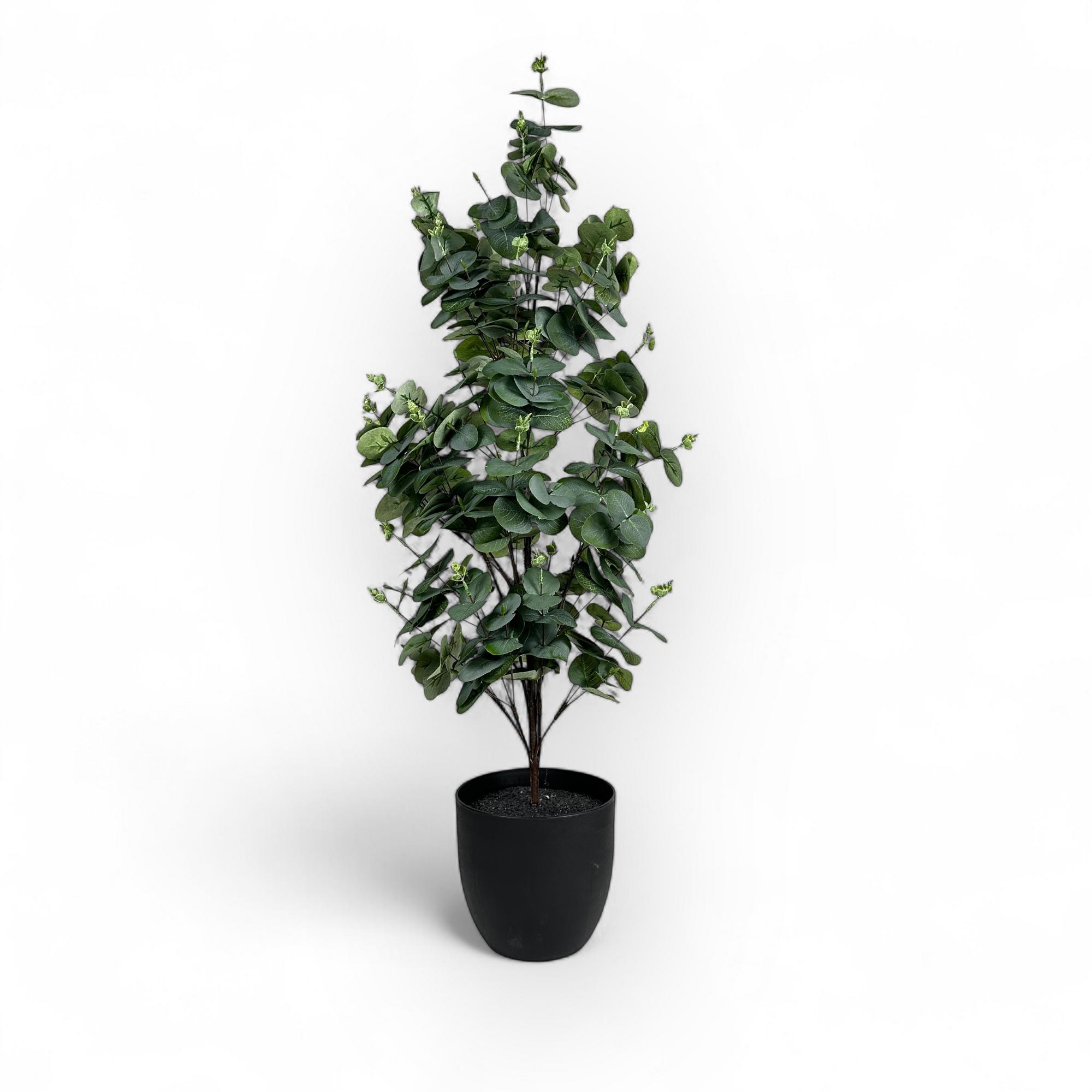 Евкаліпт кущ штучний в чорному вазоні FW-290