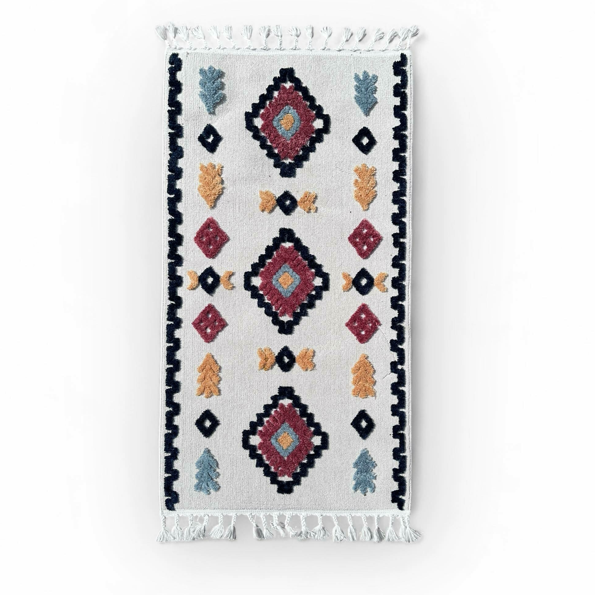 Килим (0,8 м х 1,5 м) мультиколор об'ємні ромби тканий CT-256