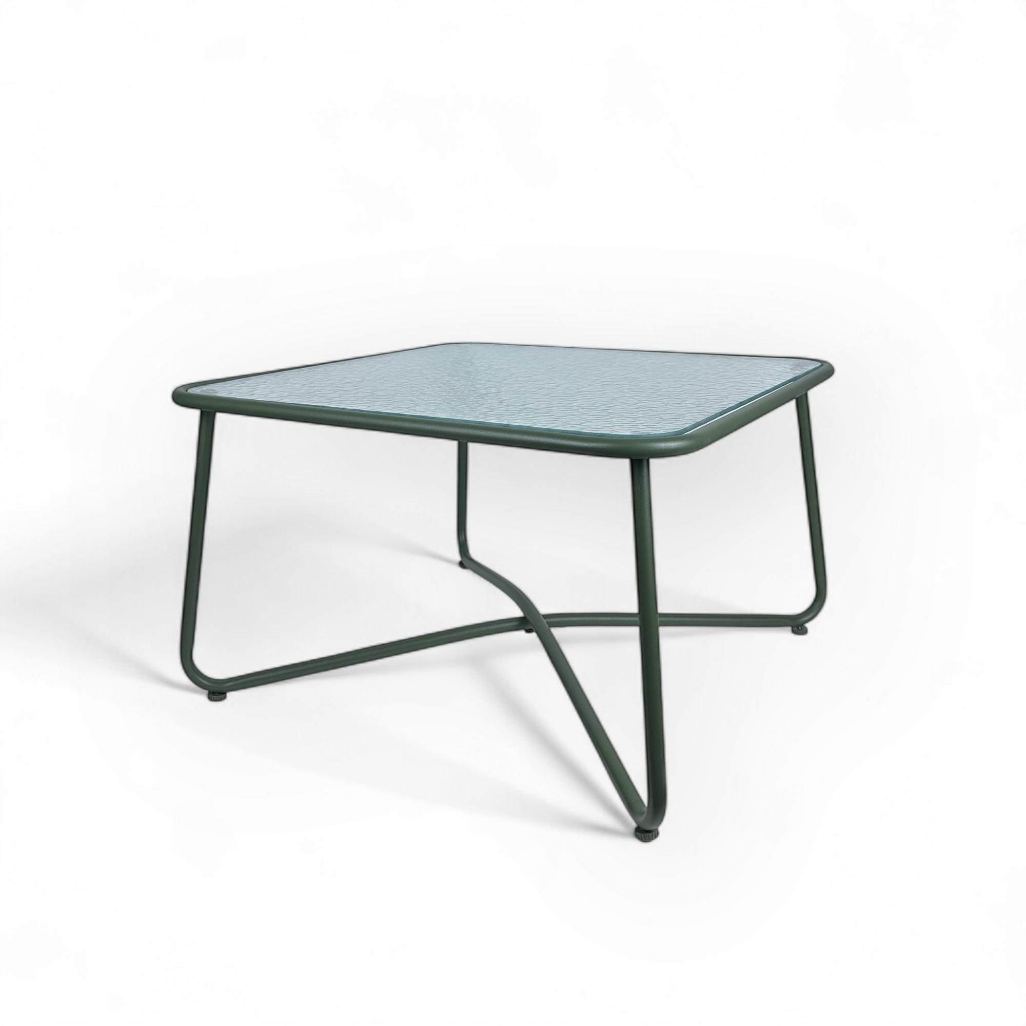 Столик кавовий вуличний сіро-зелений метал/скло TB-886