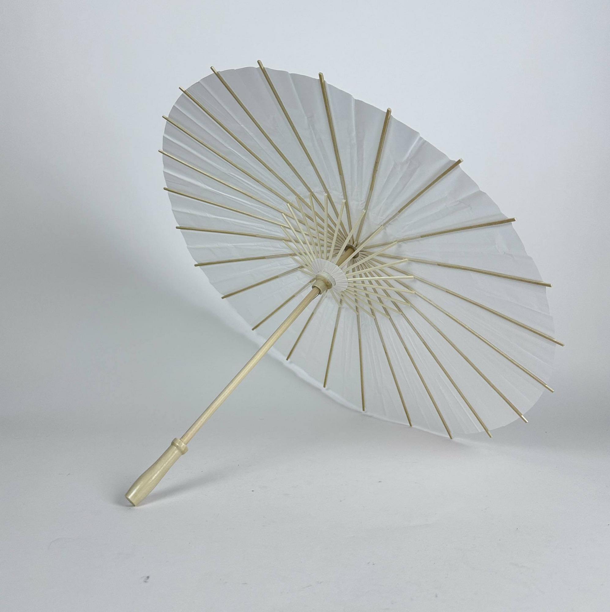 Парасолька від сонця біла папір/бамбук UR-028