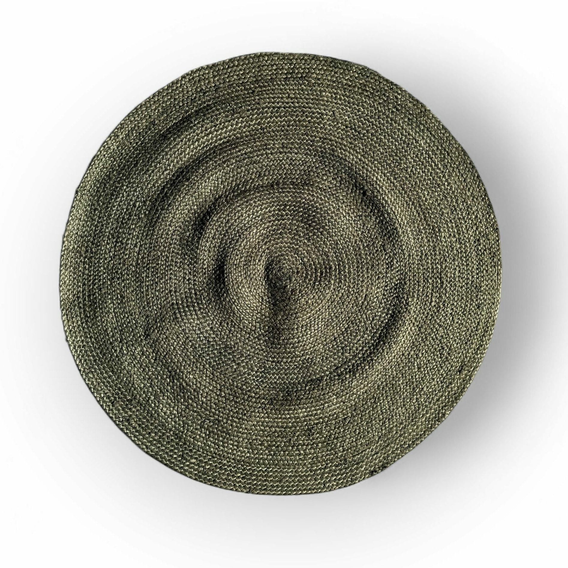 Килим круглий (1,10 м х 1,10 м) джутовий зелений CT-258