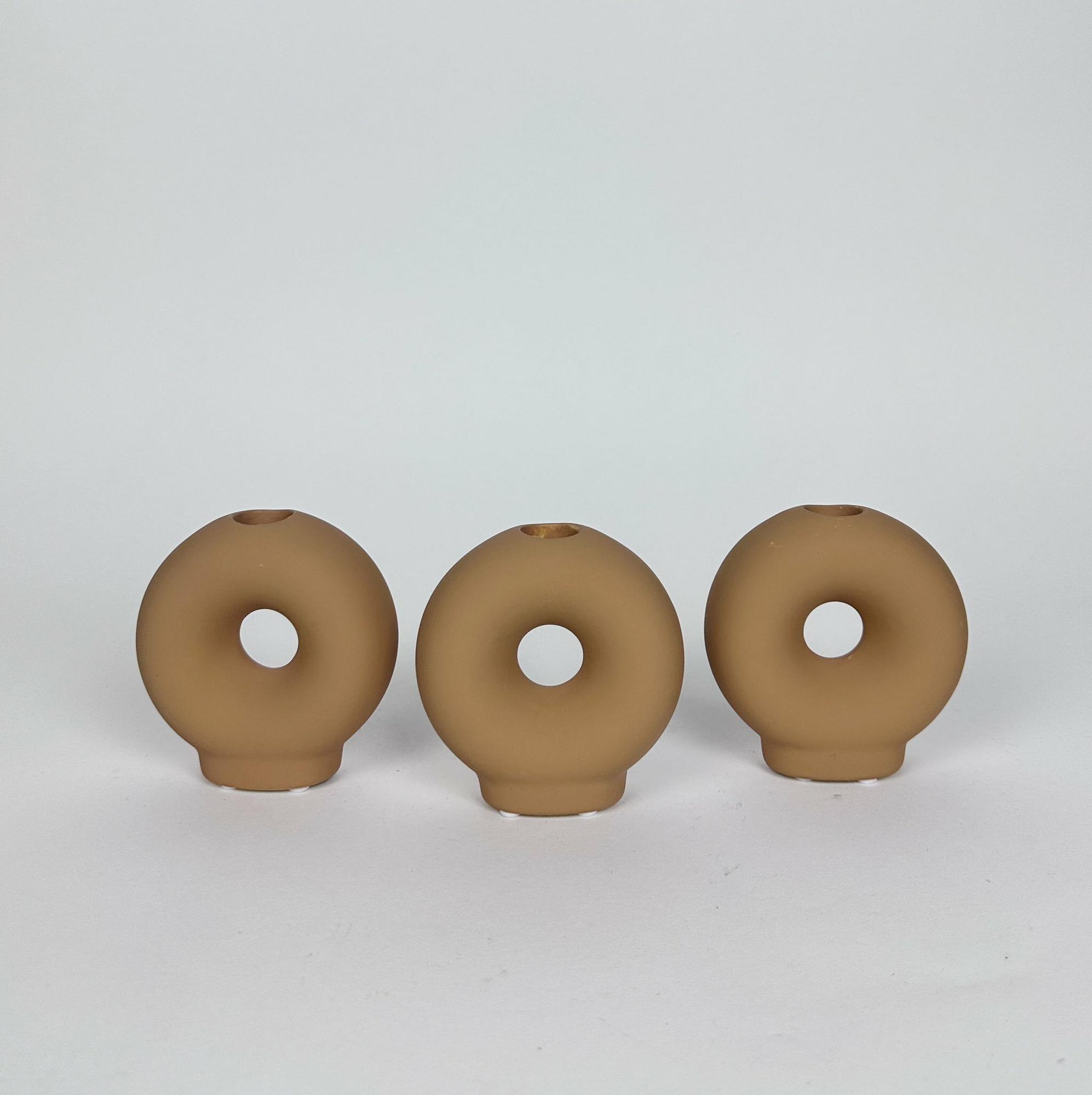 Підсвічник Бублик коричневий кераміка CA-206