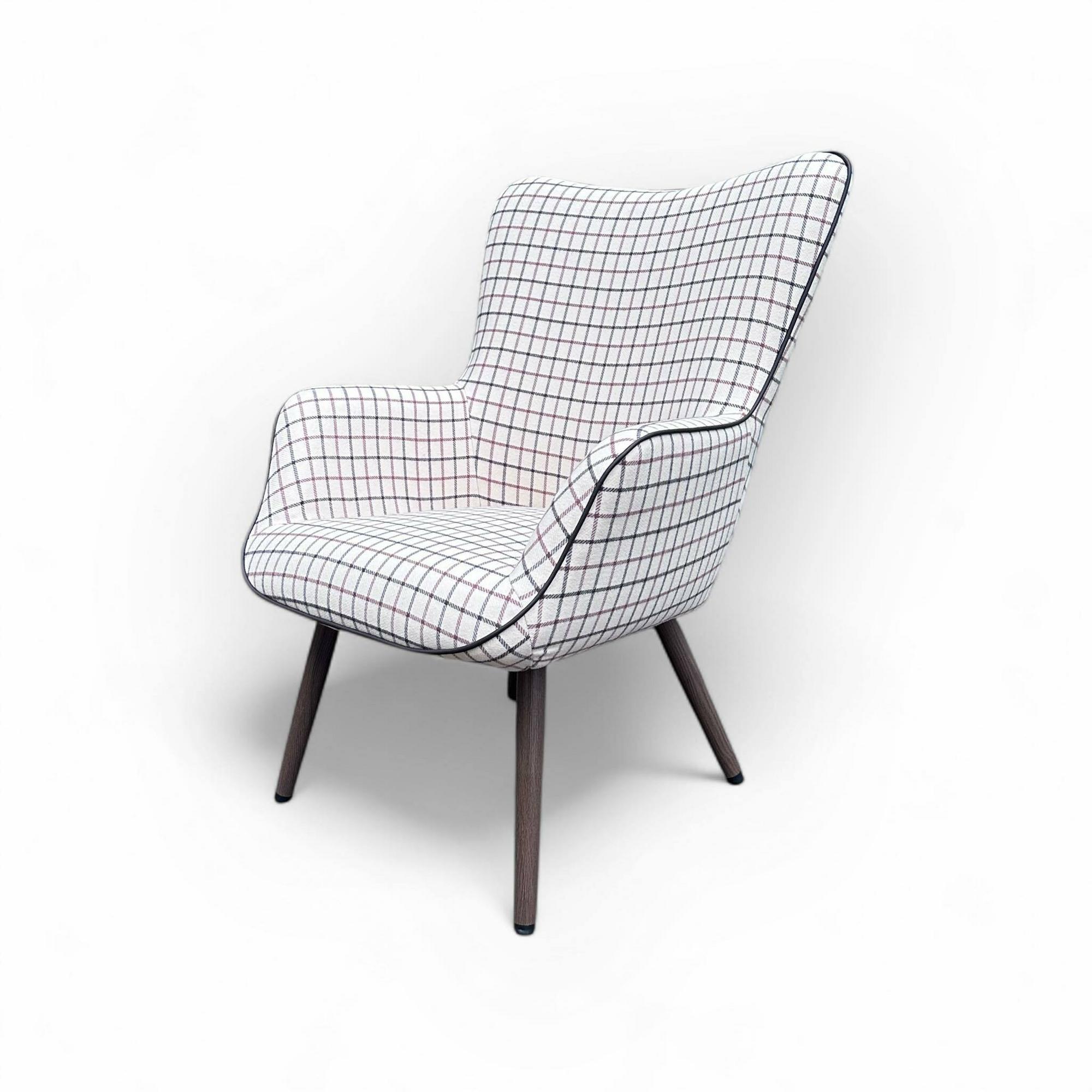 Крісло беж в коричневу клітинку з кантом CH-187