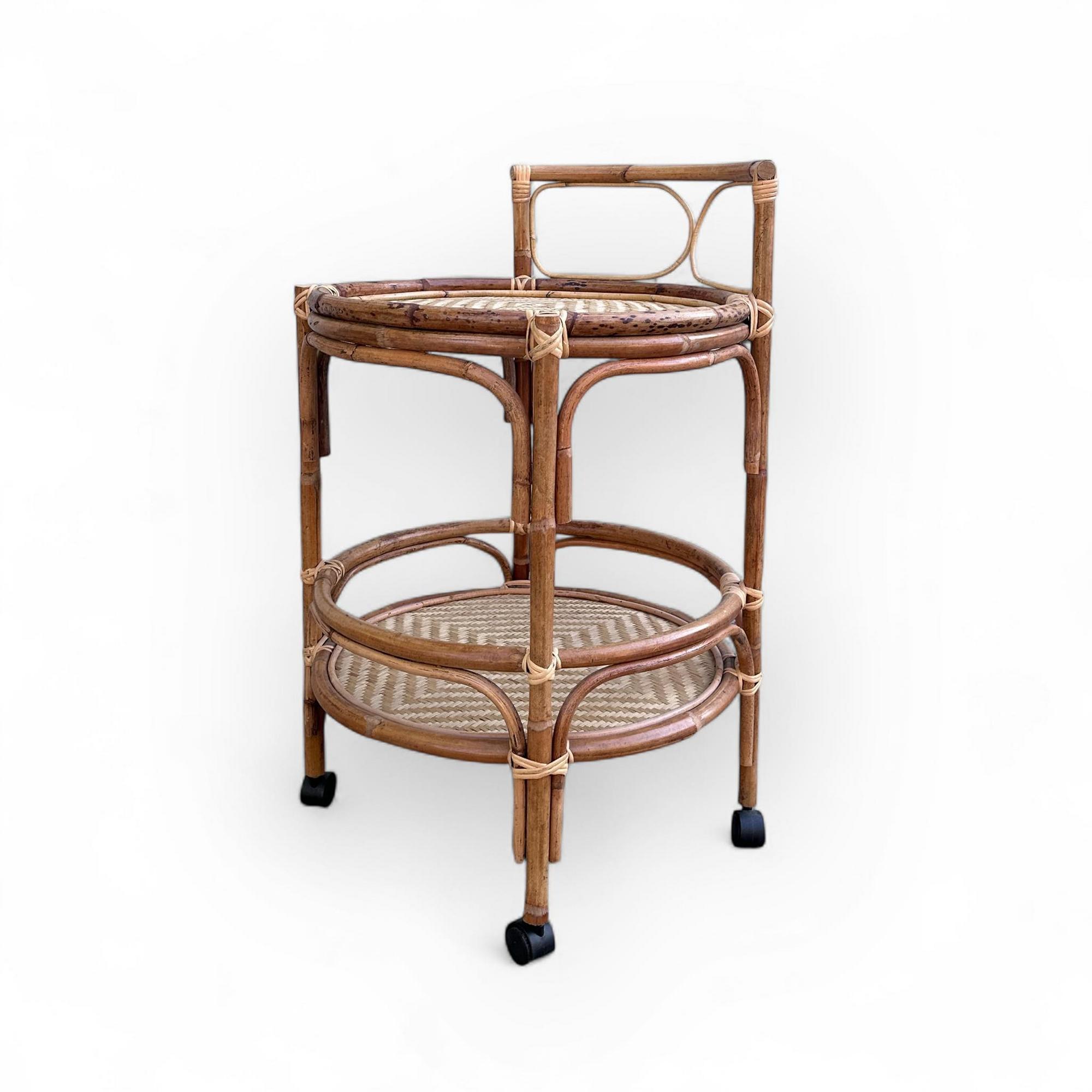 Візок-столик круглий з полицею ротанг TB-923