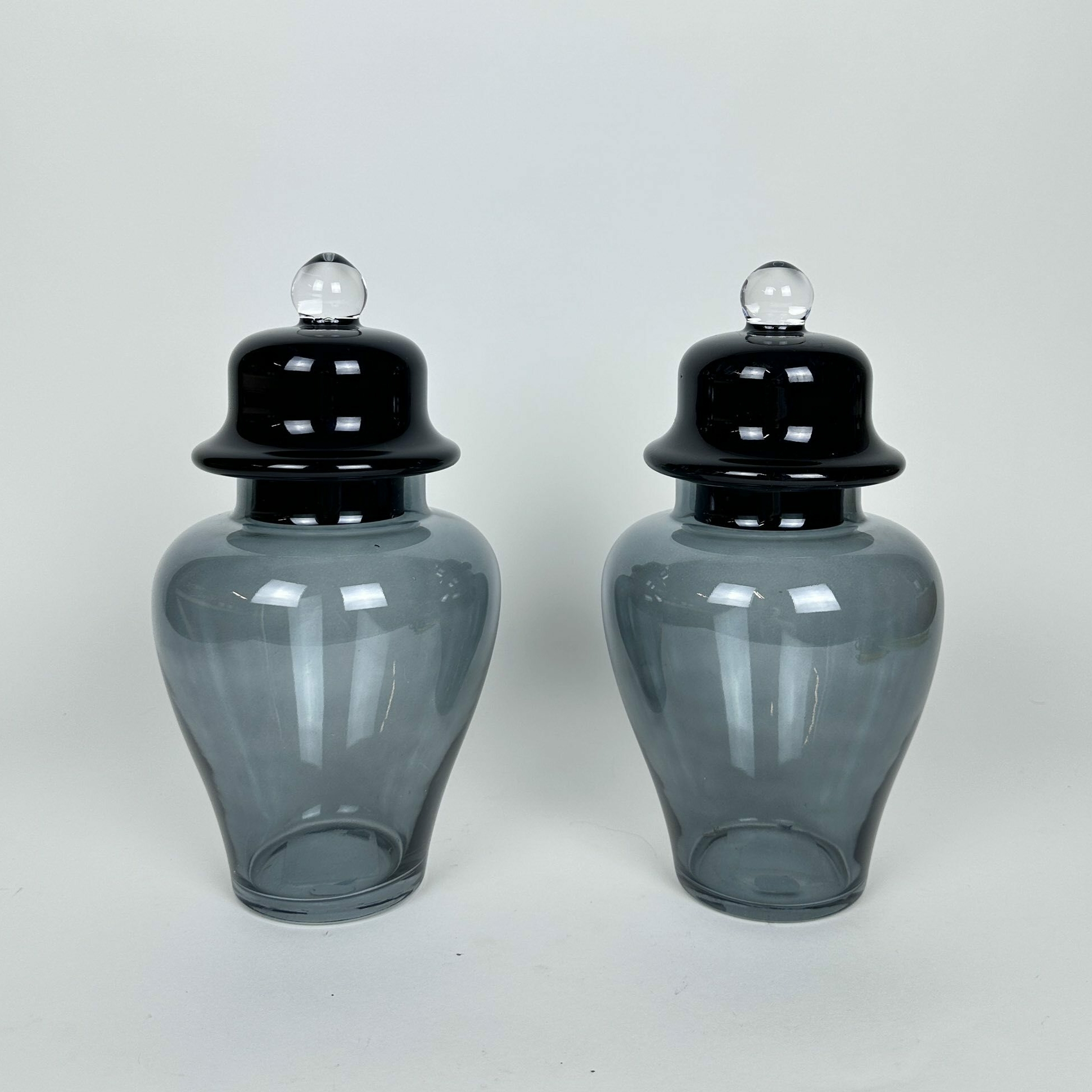 Ваза імбирна банка чорно-димчасте прозоре скло VA-616