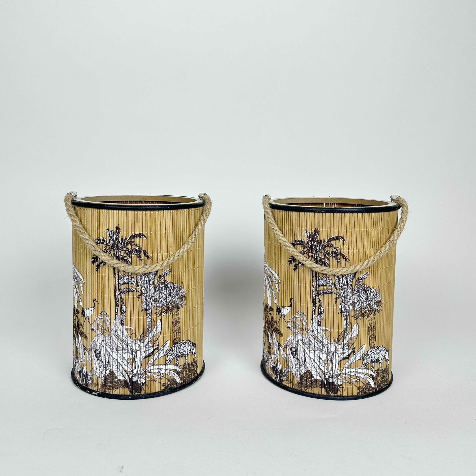 Ліхтар садовий з тропічним принтом бамбук CL-103