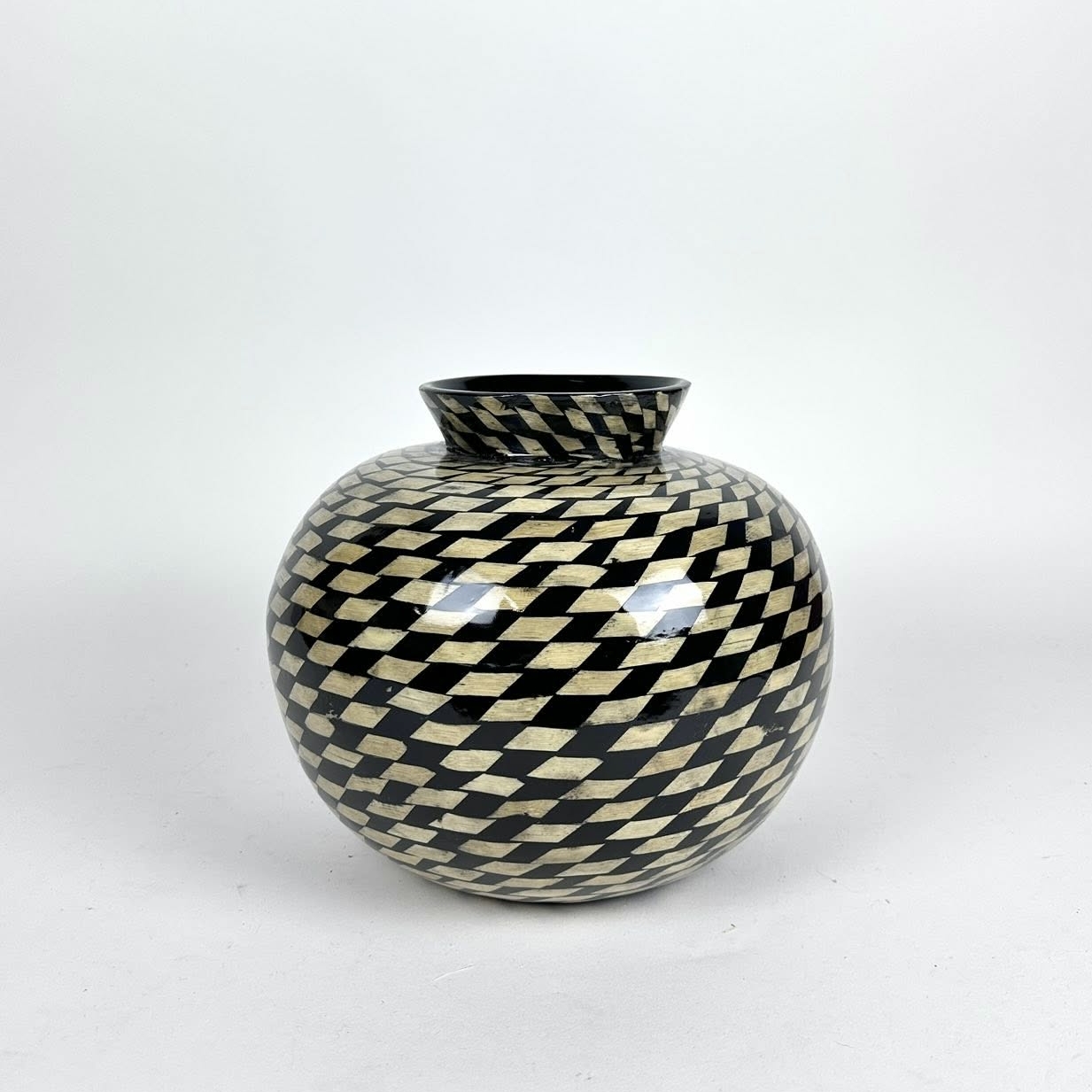 Ваза для сухоцвітів мозаїка чорна/св-дерево VA-624